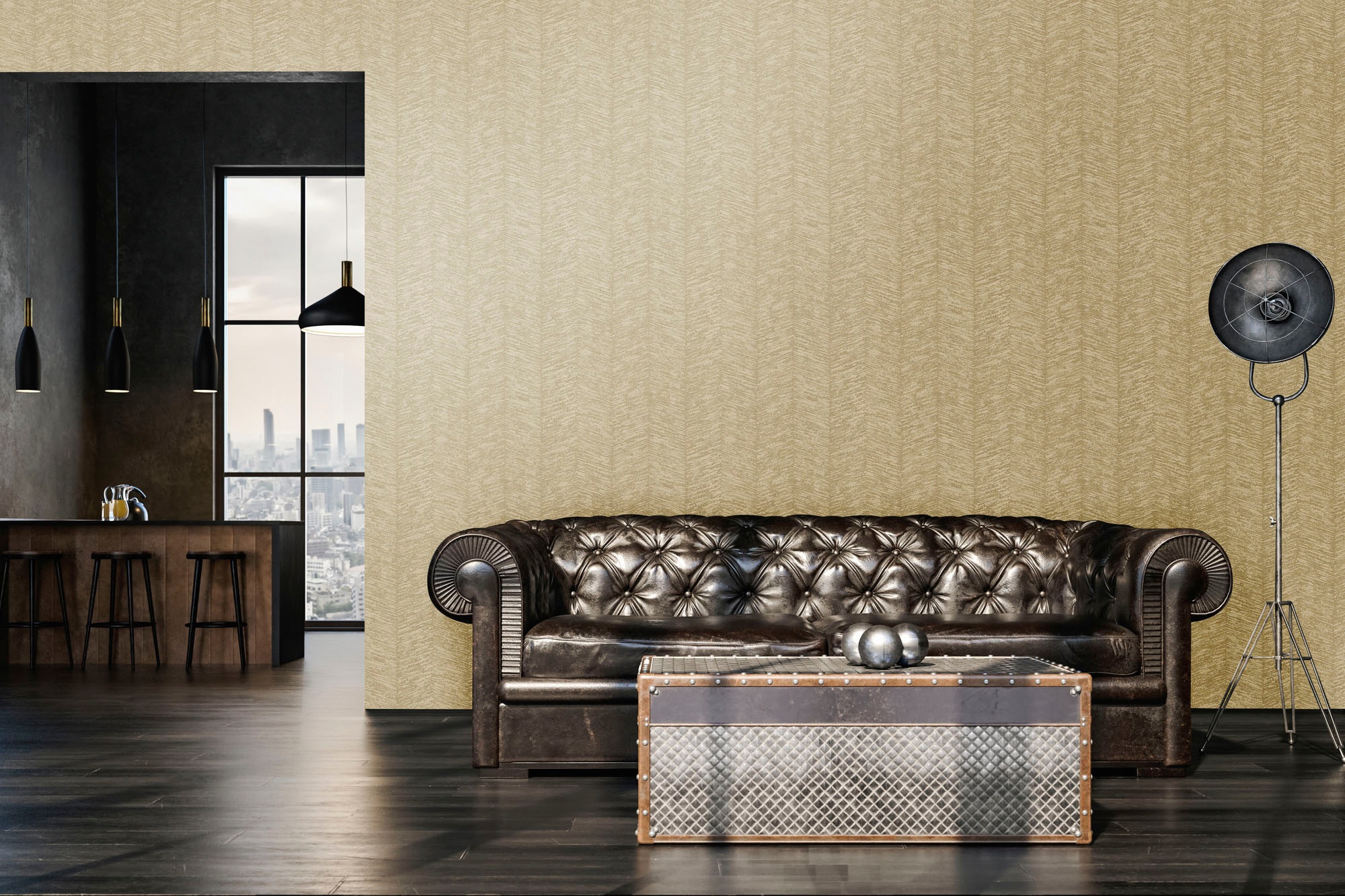living walls Vliestapete »My Home My Spa«, geometrisch-Fischgratmuster-Motiv, Tapete Geometrisch Tapeten Wohnzimmer Schlafzimmer Küche Design Optik