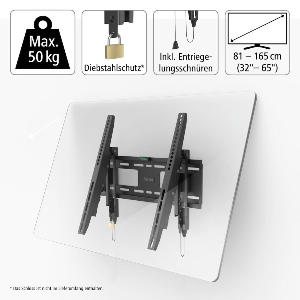 Hama TV-Wandhalterung »TV-Wandhalterung FIX "Professional", 165 cm (65"), 400x400 Wandhalterung Schwarz starr, fix«