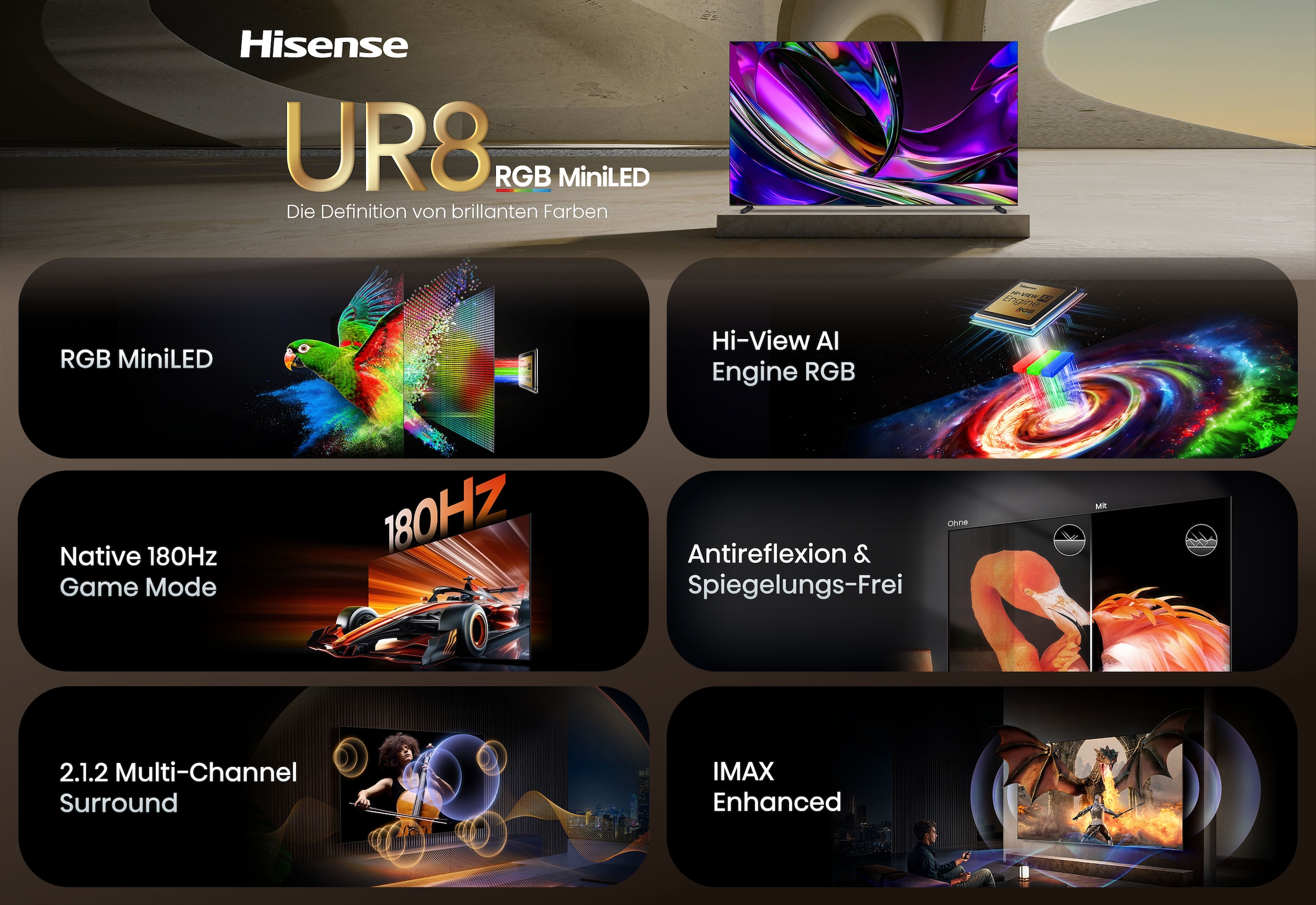 Hisense Mini-LED-Fernseher »100UR8DS« 253 cm/100 ″ Smart-TV