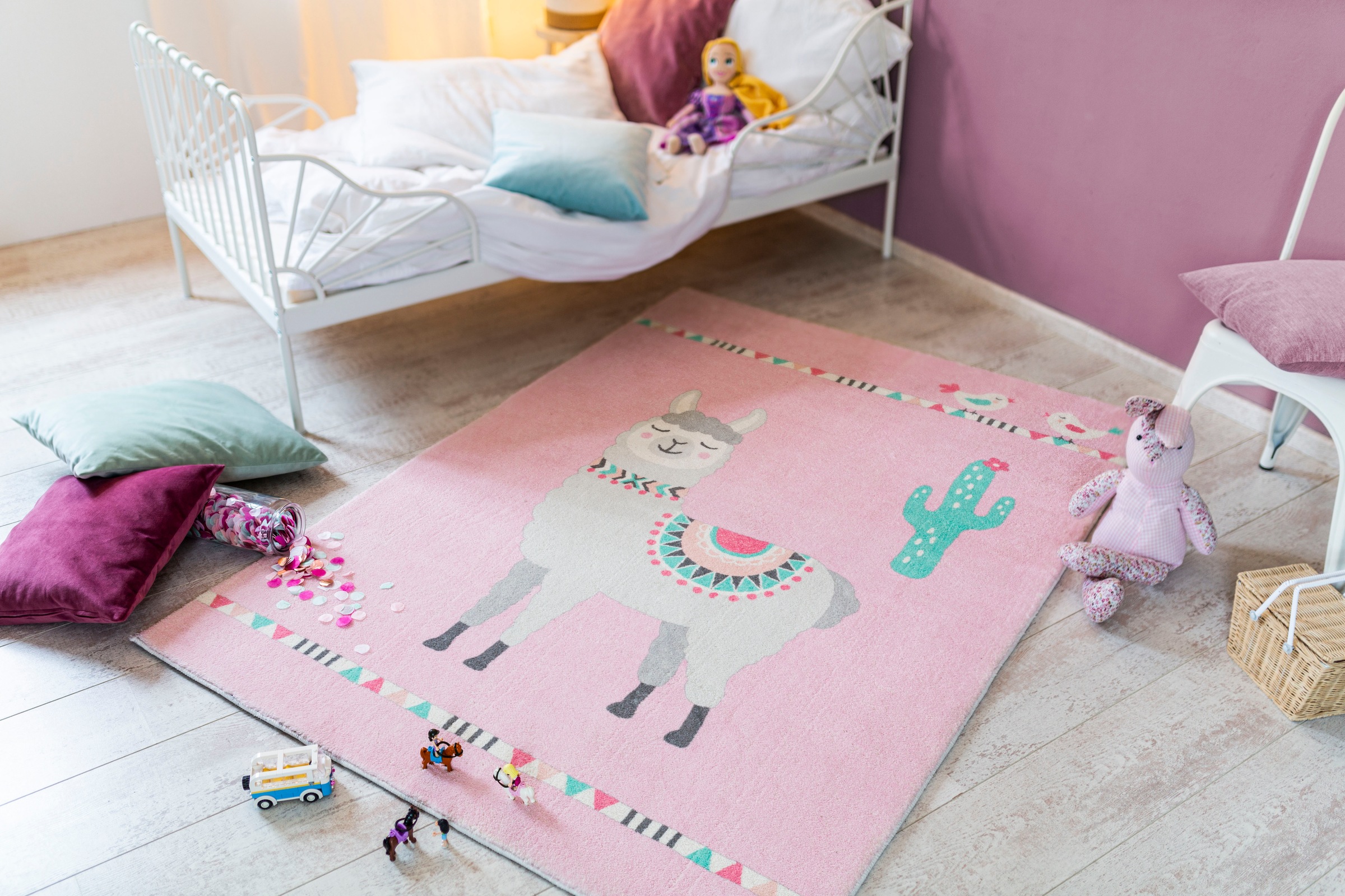 LUXOR living Kinderteppich »Lama Lulu«, rechteckig, 12 mm Höhe, Lama-Motiv, Pastell-Farben, Kinderzimmer