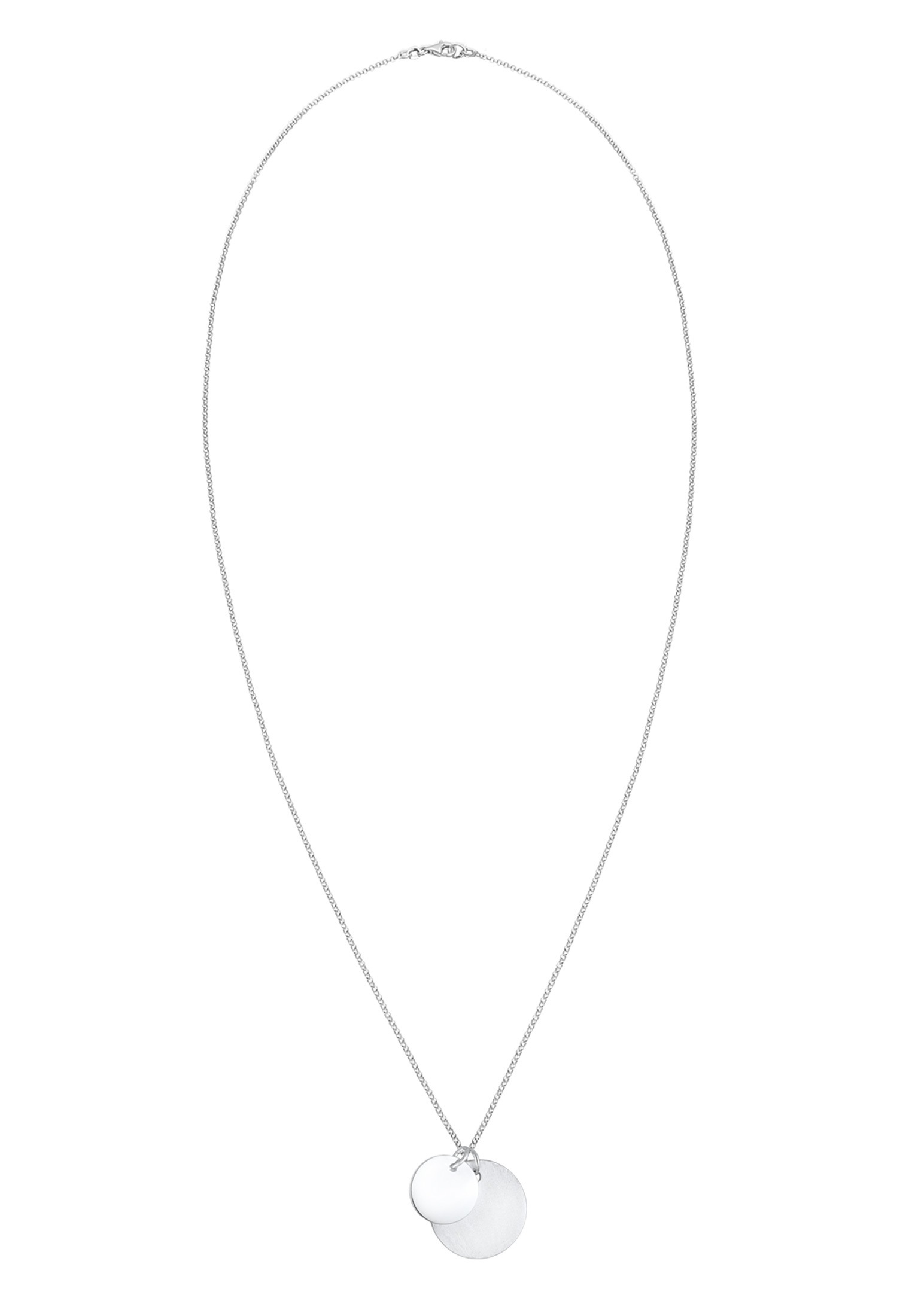 Elli Kette mit Anhänger »Duo Erbskette Plättchen Kreis Brushed 925 Silber«