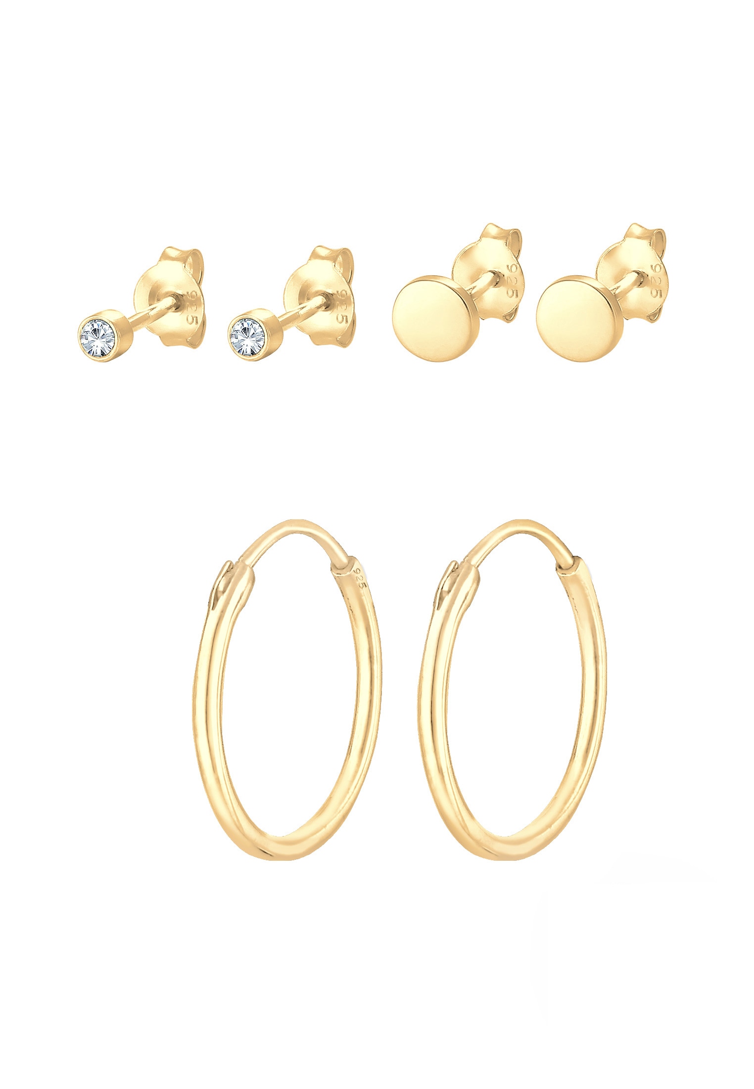 Elli Ohrring-Set »Ohrstecker Glas Kristalle 3er Set 925 Sterling Silver«