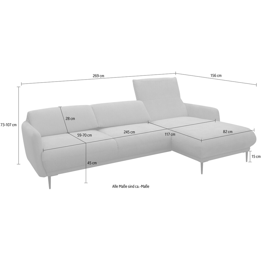 andas Ecksofa »Skovsende Sitzbreite 245 cm, Rückenlehne stufenlos hochklappbar für«