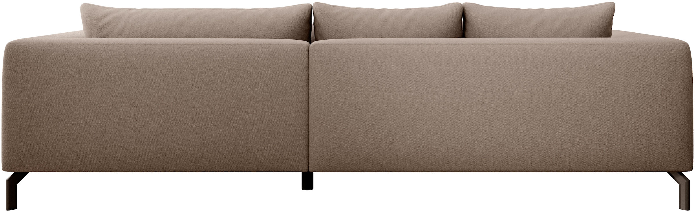 INOSIGN Ecksofa »Cross, mit softem Sitz, L-Form, wendbare Zierkissen, Breite 284 cm« Couch mit vielen Kissen, stylische Kreuznaht, elegante Metallfüße
