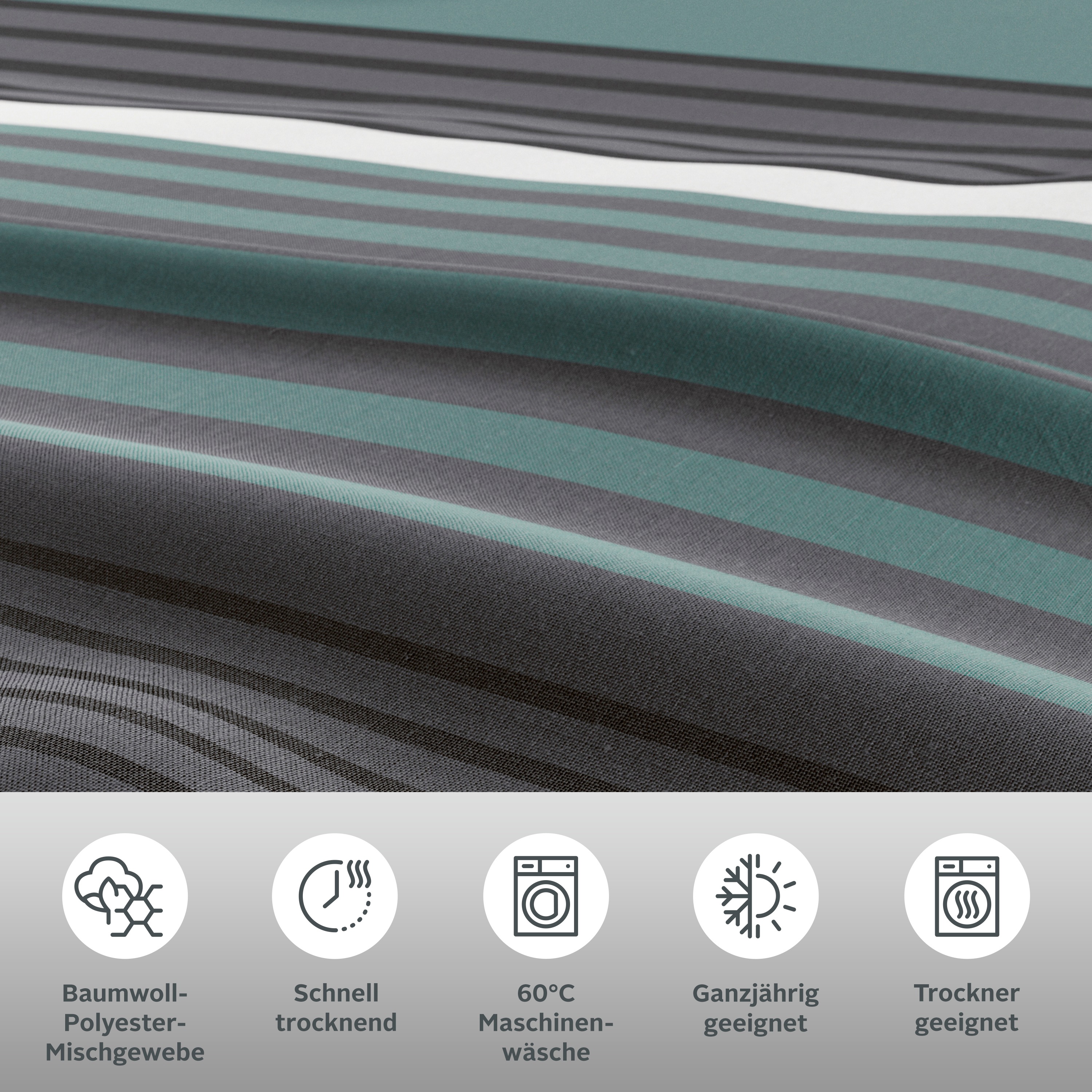 Thumbnail - H.I.S Bettwäsche "Majoran" 2 Stk. tlg. gestreifte Bettwäsche in verschiedenen Qualitäten