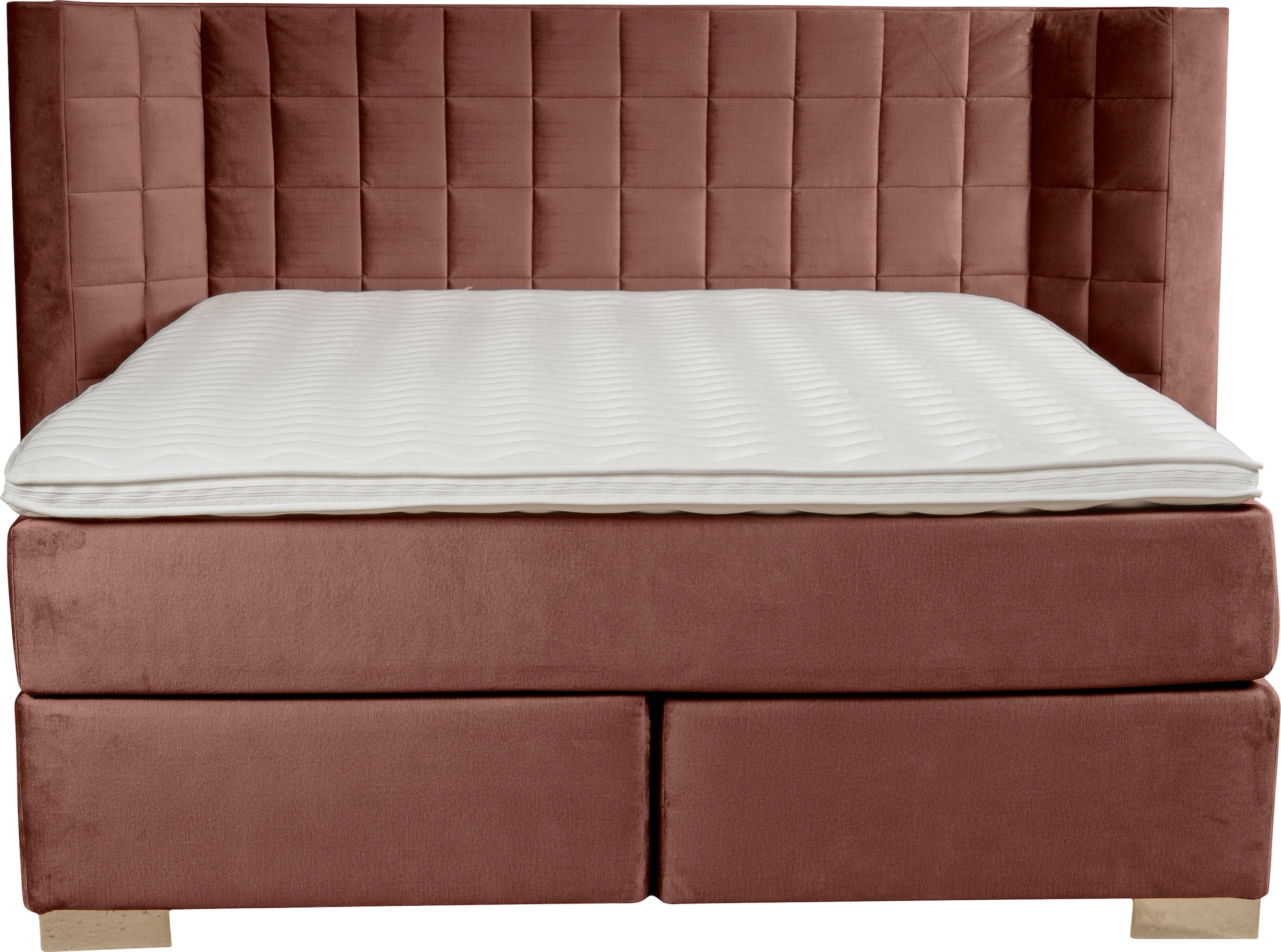 Places of Style Boxspringbett »Piazza«, mit Steppung und Kopfteil mit seitlichen Flügeln