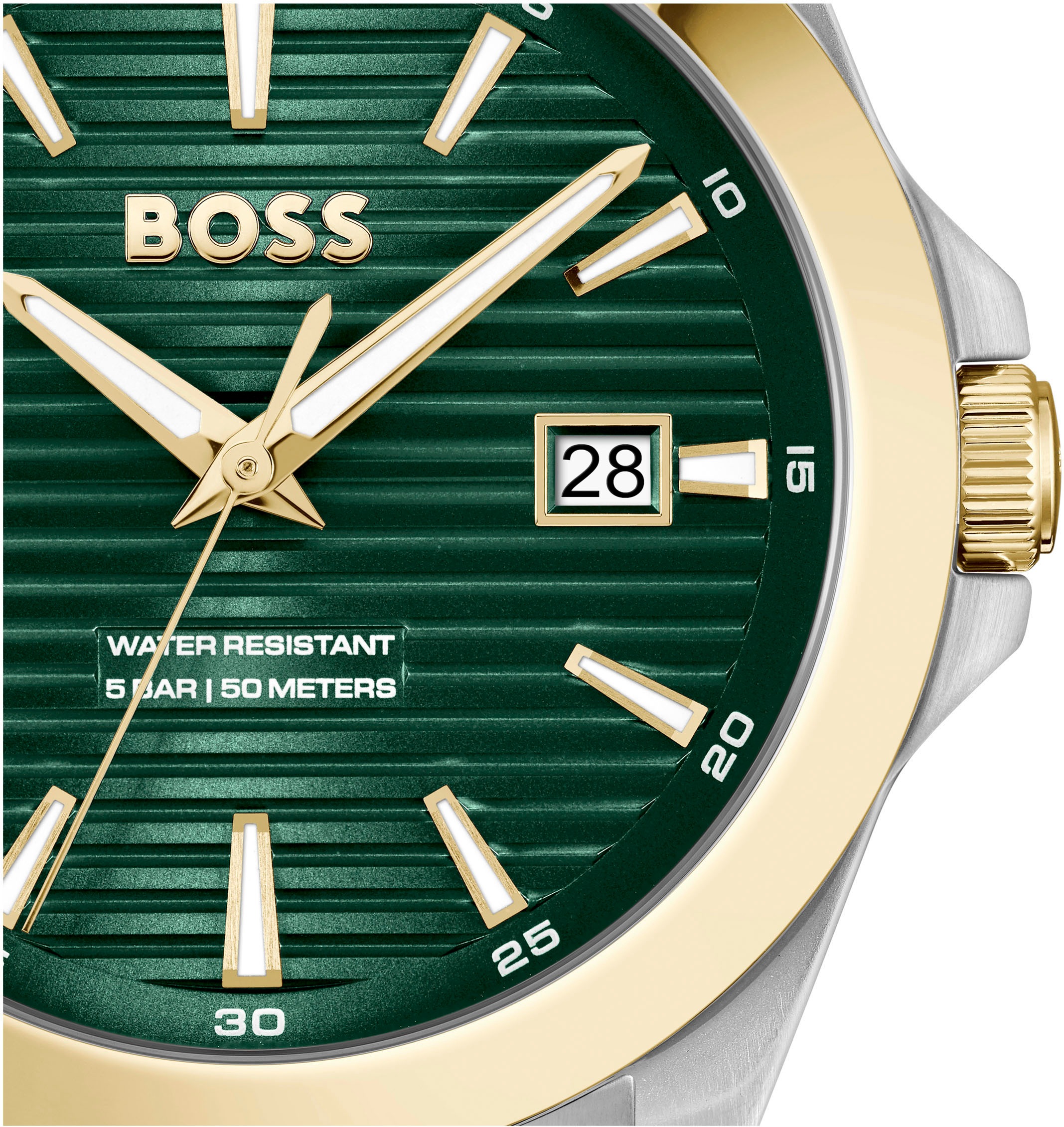 BOSS Quarzuhr »STRIKE«, Armbanduhr, Damenuhr, Herrenuhr, Edelstahlarmband, analog, Tag