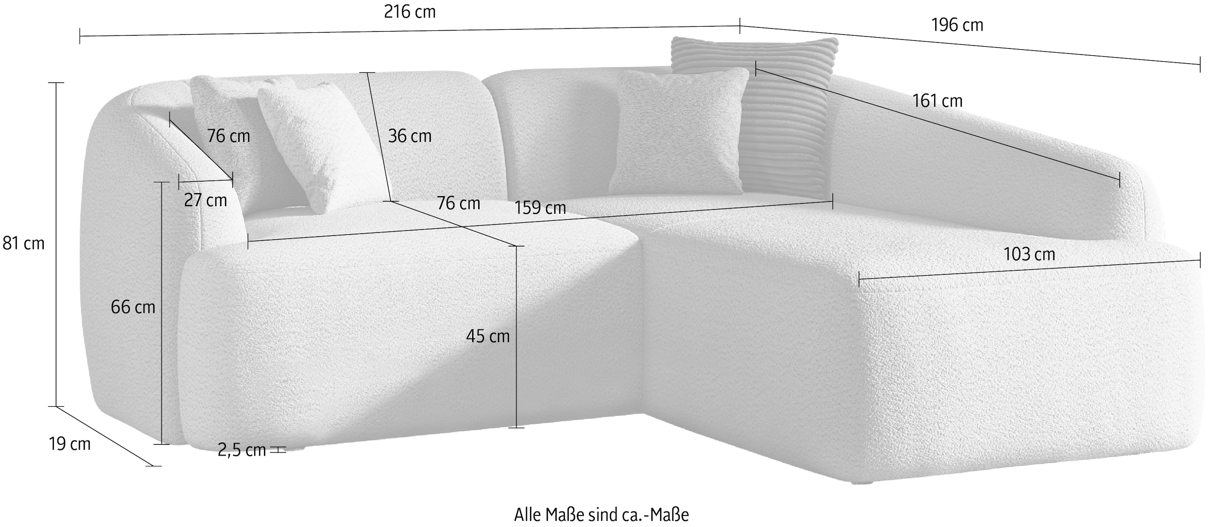 INOSIGN Ecksofa »Nergal, Einzelsofa oder L-Form«, Modernes Design, schlichte Optik, stilvoller Blickfang im Wohnzimmer