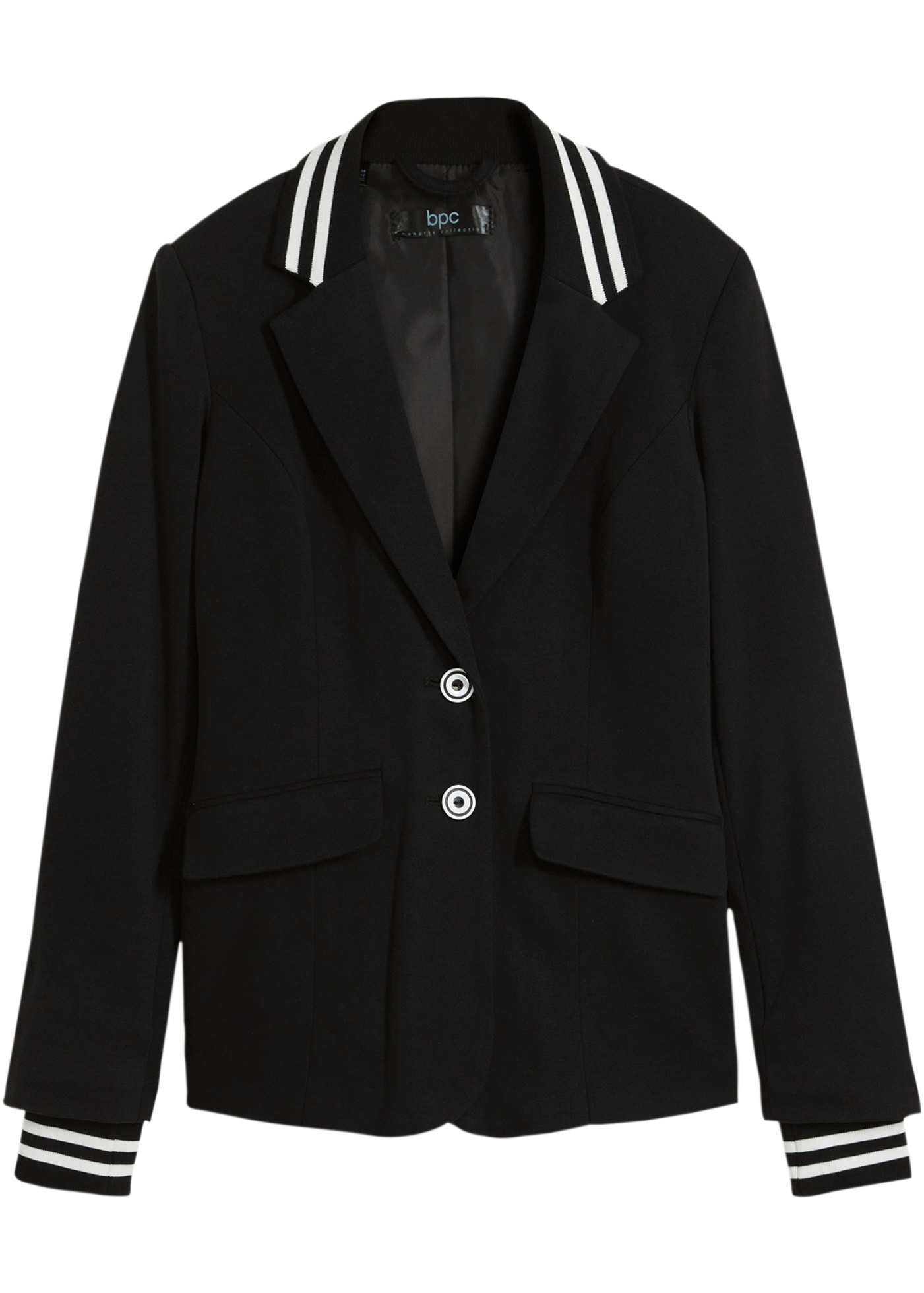 bonprix Jerseyblazer »Baumwoll-Blazer mit gestreiften Details« Baumwoll-Blazer mit gestreiften Details