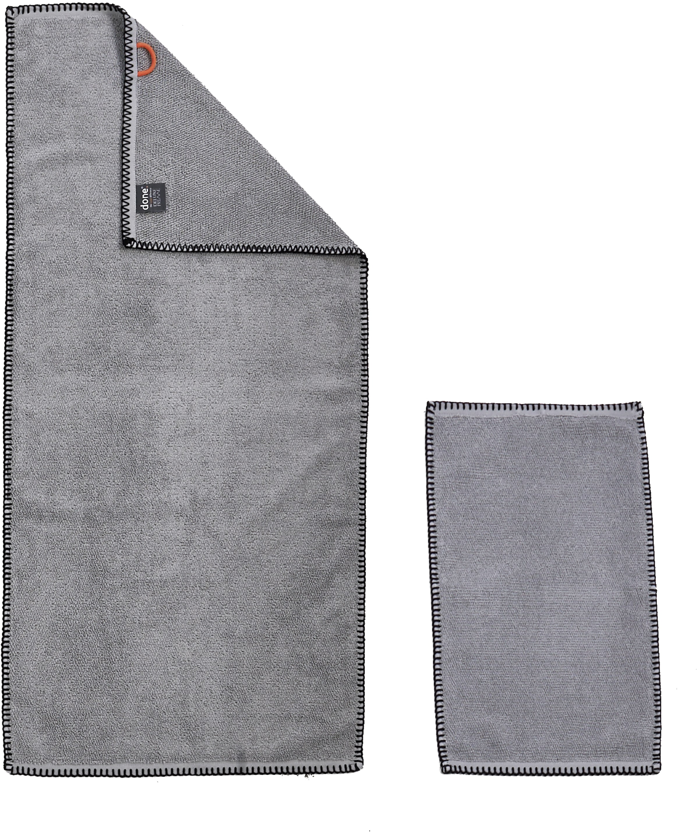 done.® Handtuch Set »Deluxe Prime«, (Set, 4 St., 2 Gästetücher (30x50 cm)-2 Handtücher (50x100 cm), mit einfassender Ziernaht in schwarz