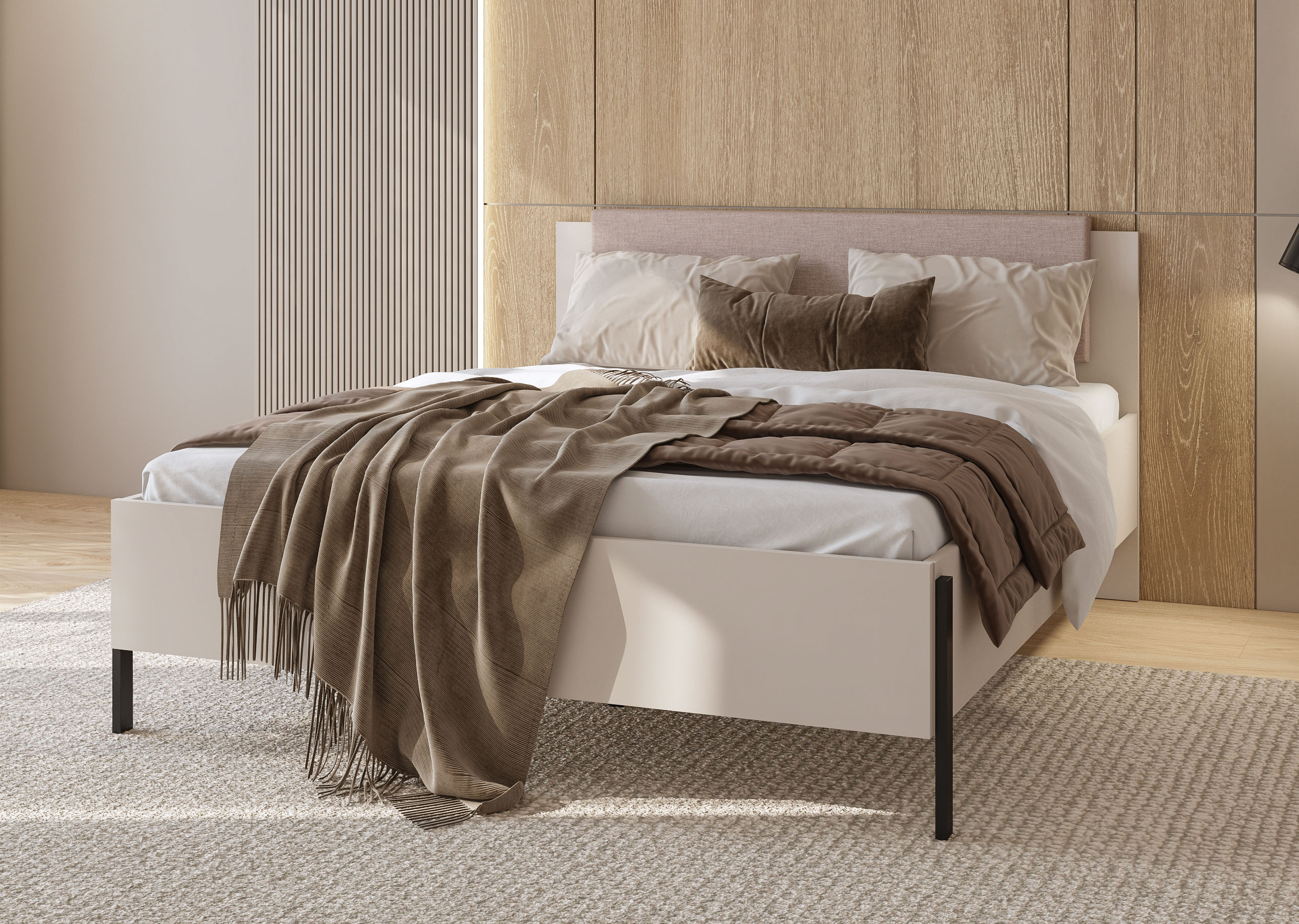 OTTO home Bett "Jukon, mit gepolstertem Kopfteil, Füße aus Metall, modernes Design" 3 Breiten:100cm, 160cm und 180cm, in drei Größen, perfekt auch als Jugendbett