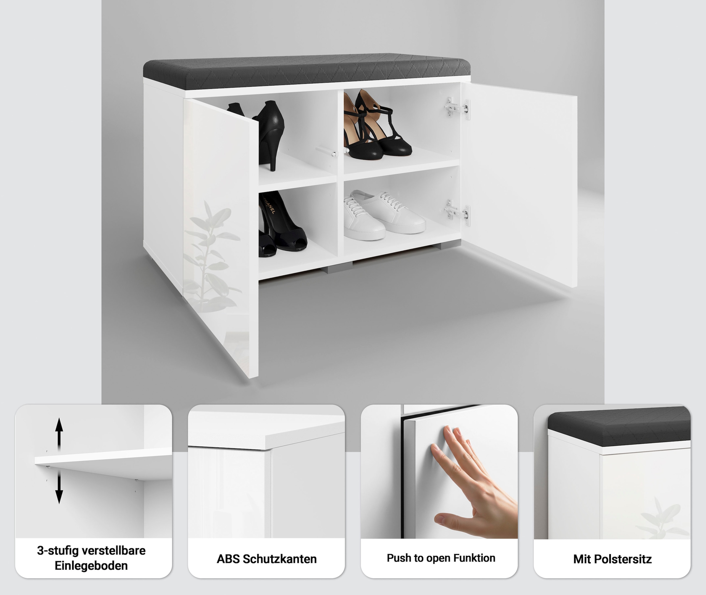 INOSIGN Sitzbank »Paris« inkl. Sitzkissen,  moderne Truhenbank B/T/H 70x35x45, Flurbank mit Sitz aus Kunstleder