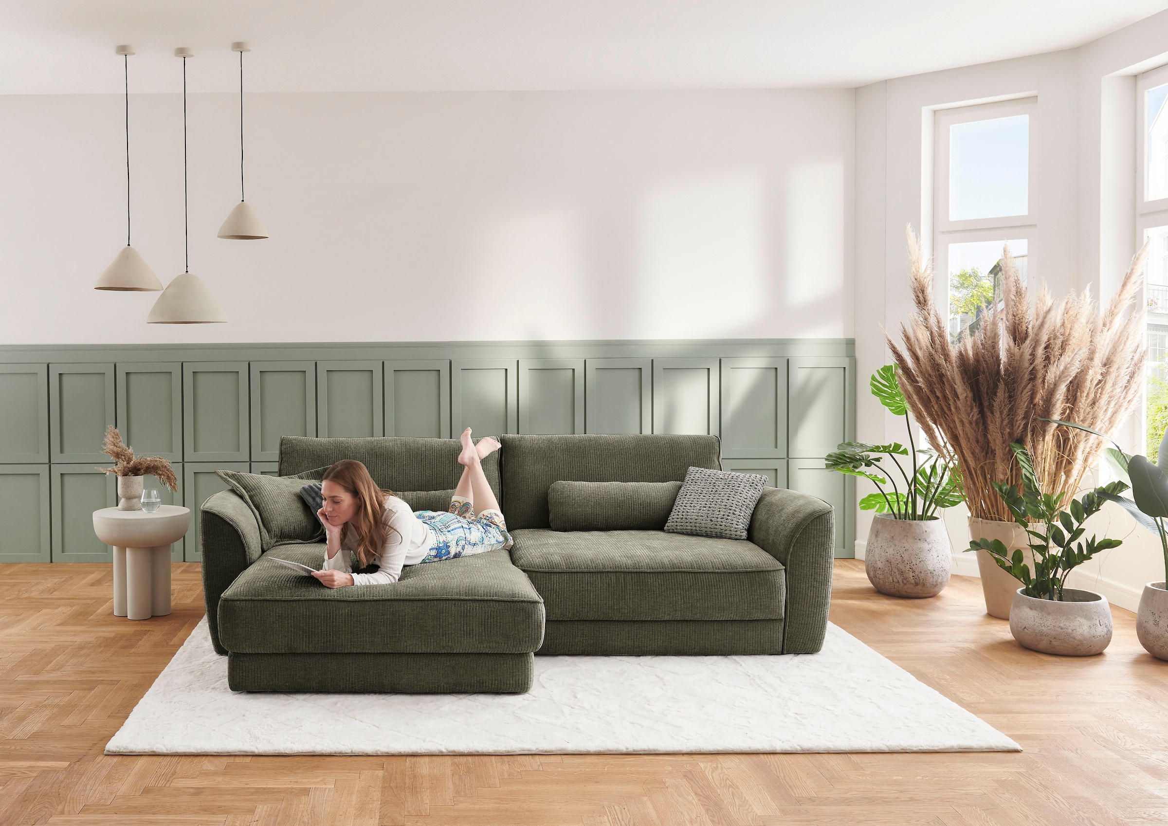Die PlanBar Ecksofa »Ecksofa ZE-EM24138, L-Form, B: 264 cm« SoftSitz-Kaltschaumpolsterung, wahlweise mit Sitztiefenverstellung