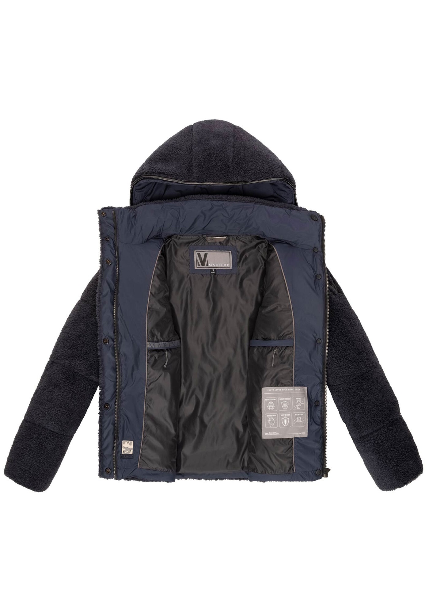 Marikoo Winterjacke »Kaguraa«, warme Teddyfell Sherpa Jacke