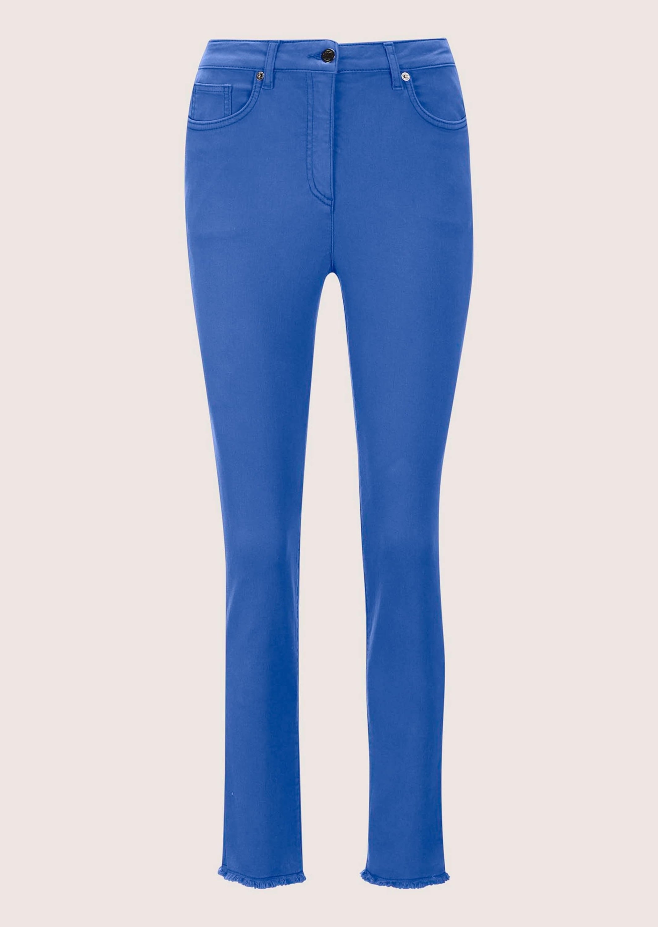MADELEINE "Jeans Mid Waist Skinny-Hose mit Fransen" mit Fransensaum
