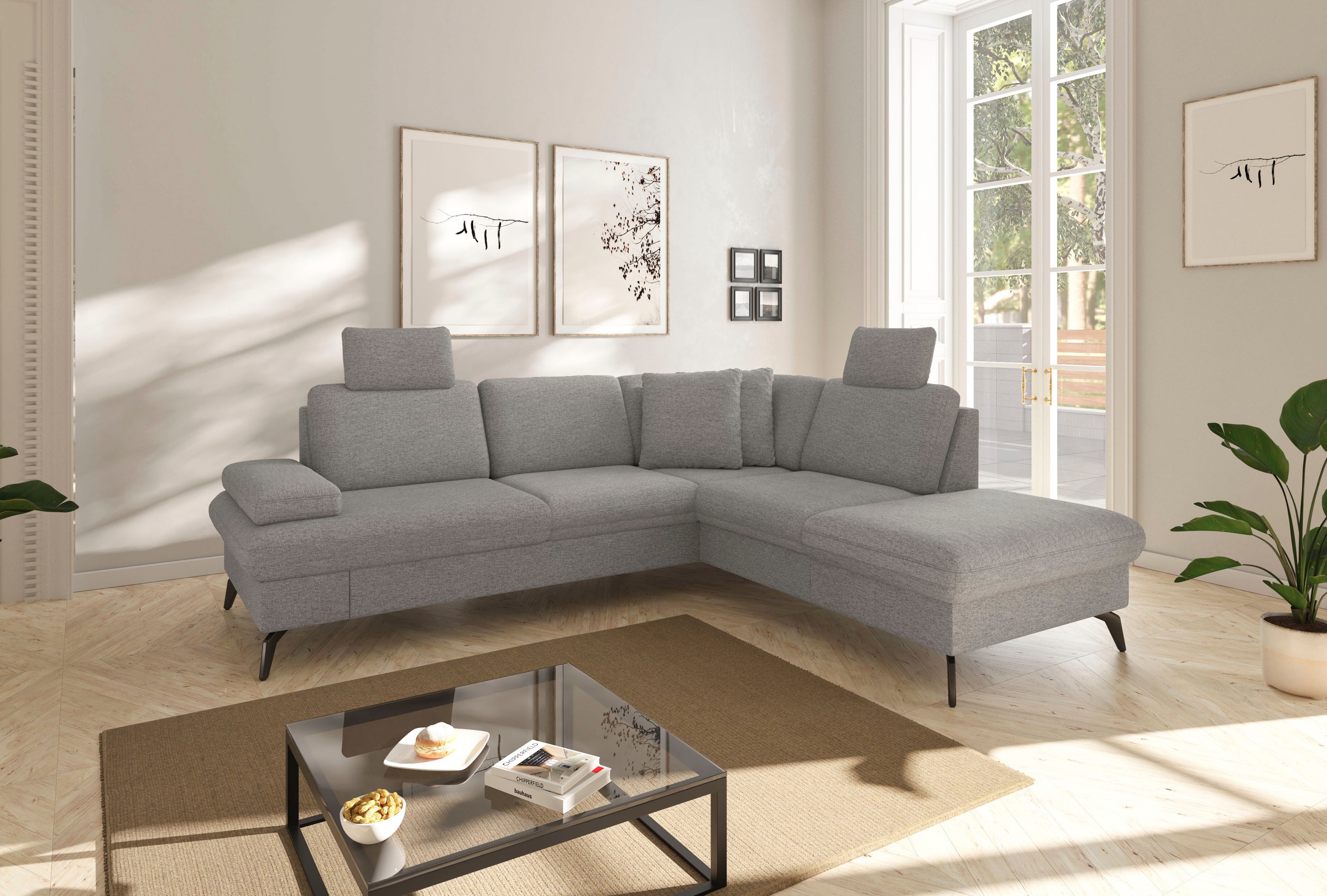 sit&more Ecksofa »Morris Jubi L-Form«, inkl. Armteilfunktion und 1 Zierkissen, wahlweise mit Bettfunktion