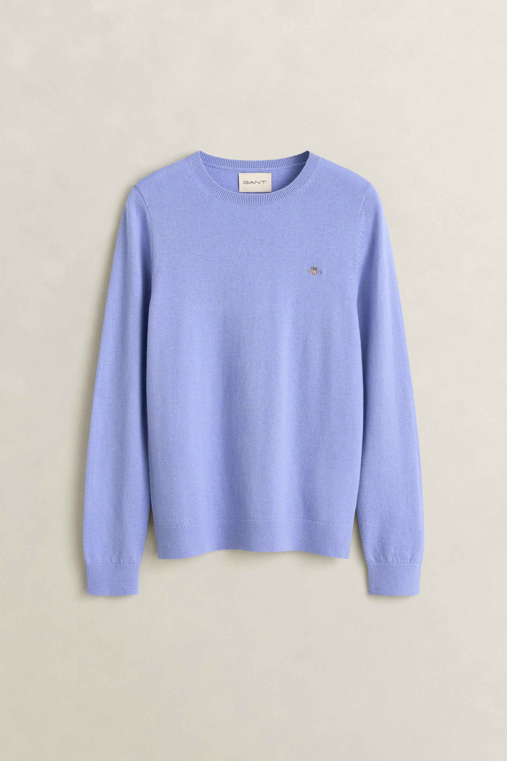 Gant Rundhalspullover "WOOL COTTON C-NECK" aus Wolle und Baumwolle