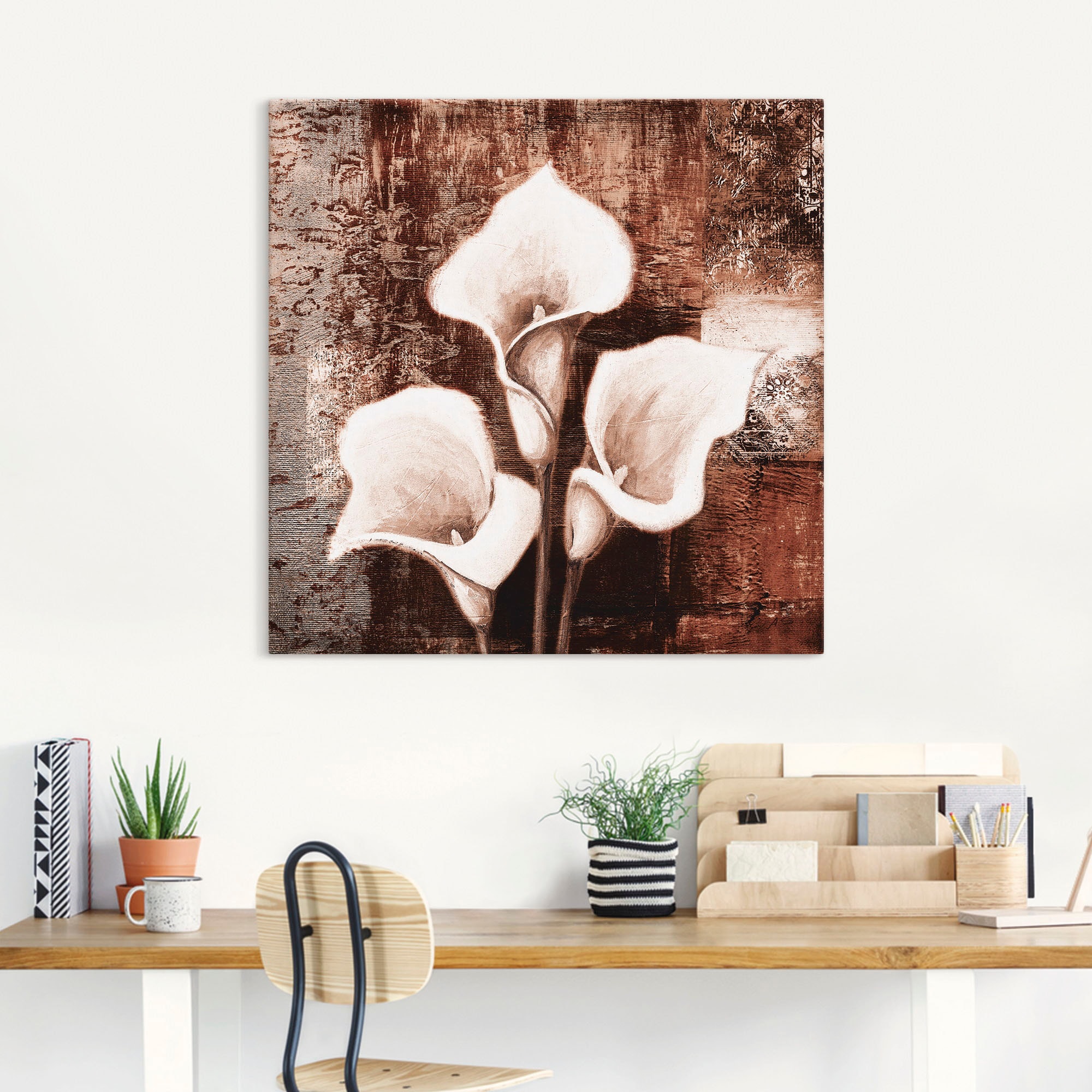 Artland Wandbild »Antike Callas - braun«, Blumen, (1 St.), als Leinwandbild, Poster in verschied. Größen