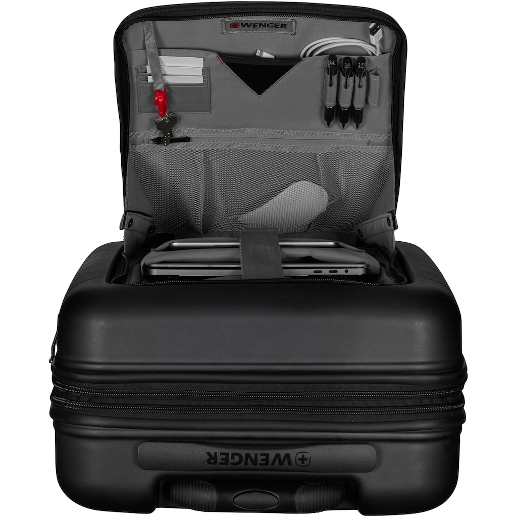 Wenger Business-Trolley »Syntry Carry-On, grau«, 4 Rollen, mit Volumenerweiterung, USB-Schleuse& Frontfach für Laptop und Tablet