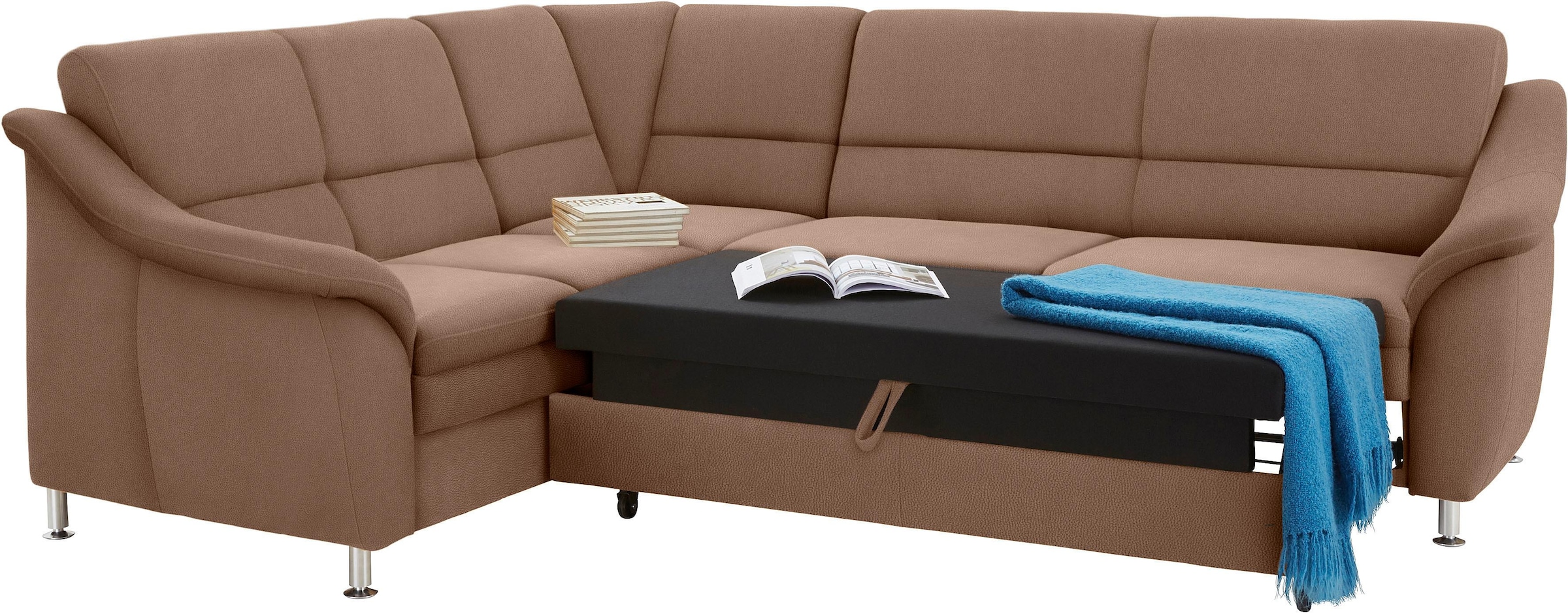 sit&more Ecksofa »Cardoso L-Form«, mit Federkern, wahlweise mit Bettfunktion und Schubkasten