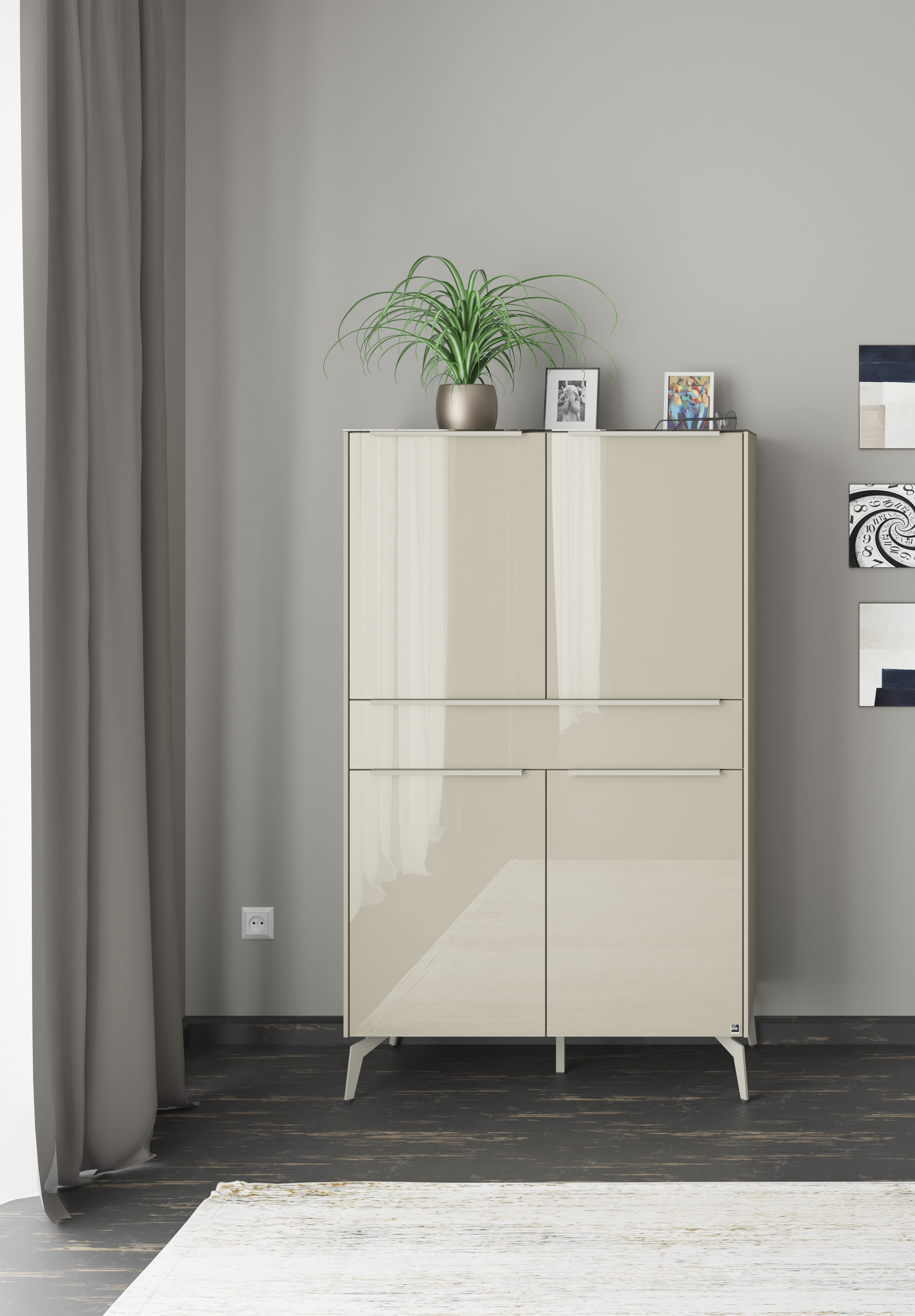 set one by Musterring Highboard "Reno" 1 Stk. tlg. Mit Winkelfuß in diversen Farben, 155 cm Höhe & Farbauswahl