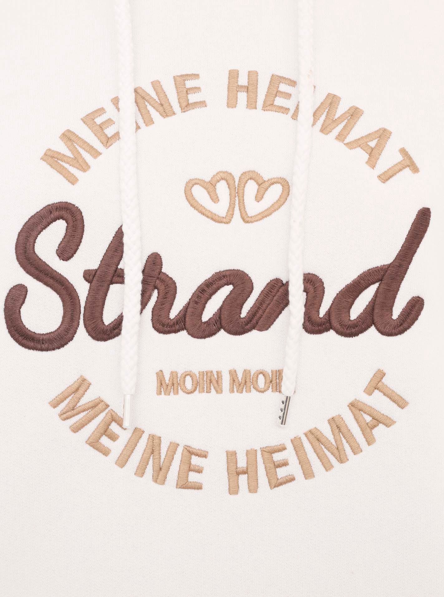 Zwillingsherz Hoodie »"Meine Heimat"«, mit aufgesticktem "Strand"-Schriftzug vorne und hinten
