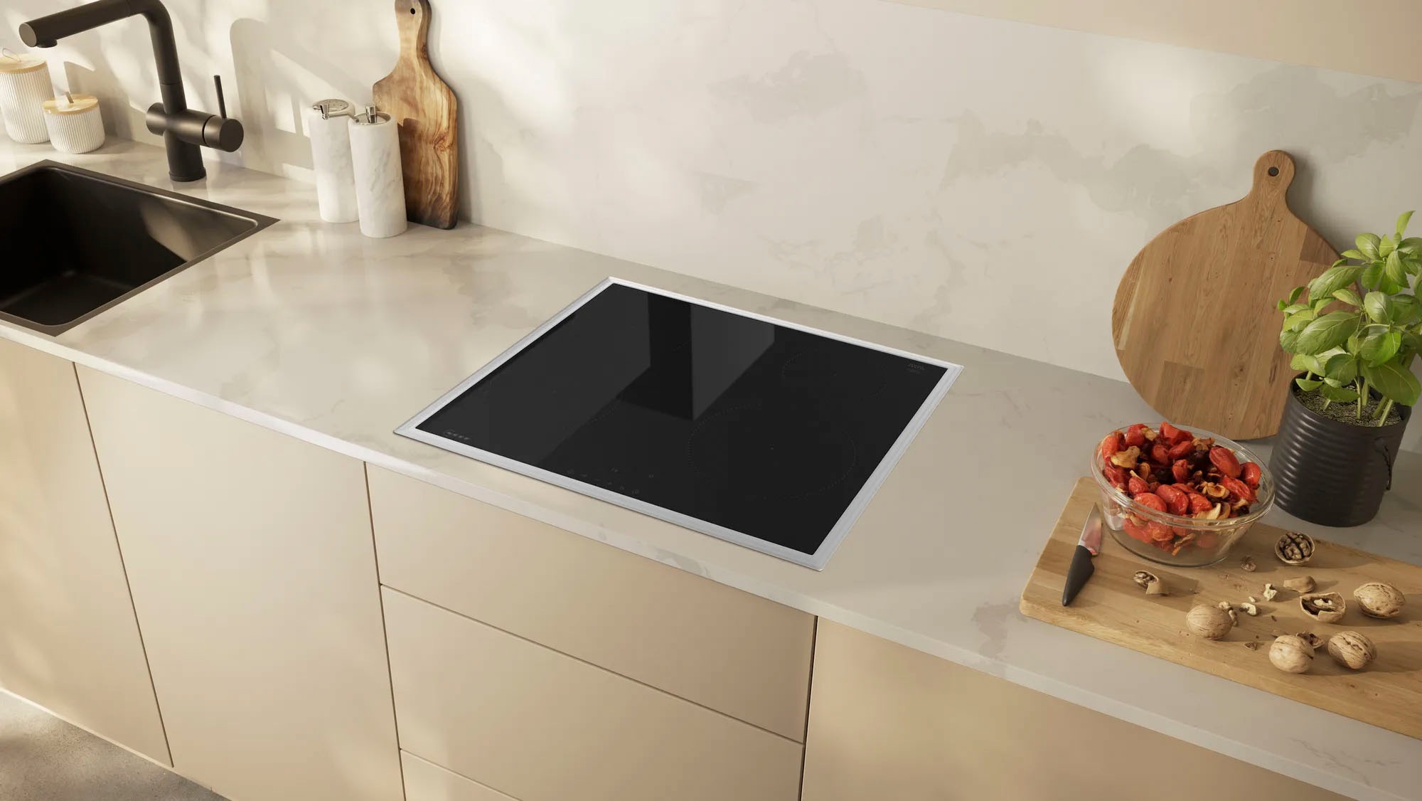 NEFF Induktions-Kochfeld "T46SBE1L0", grau (silberfarben), B:58,3cm H:5,5cm T:51,3cm, Kochfelder, mit einfacher Touch Control Bedienung 3