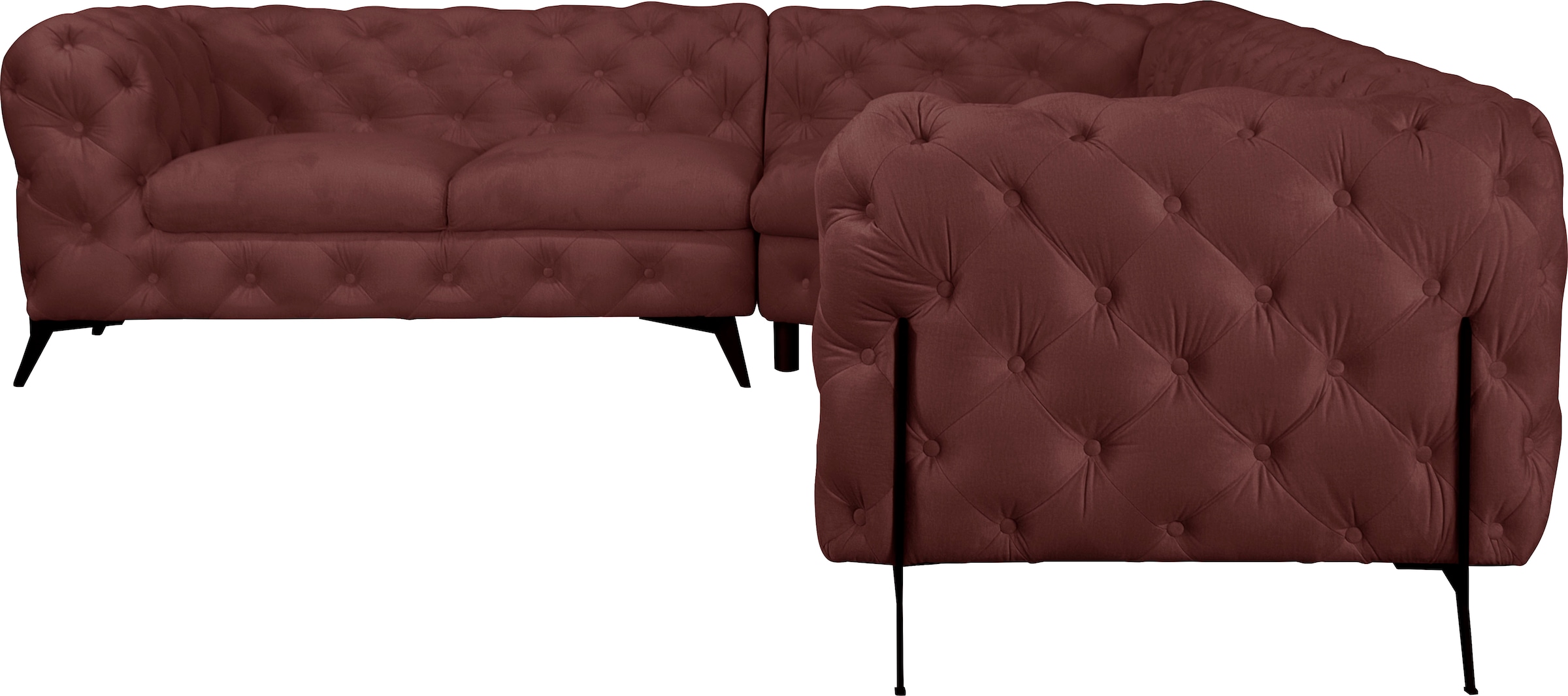 Home affaire Chesterfield-Sofa »Amaury L-Form« Chesterfield-Optik,  Breite/Tiefe je 262 cm, Fußfarbe wählbar