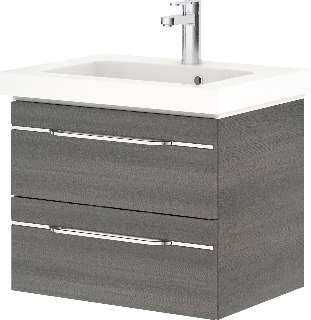 Saphir Badmöbel-Set »Balto Sprint 2-teilig, Mineralmarmor-Waschtisch mit LED-Spiegelschrank«, (2 St.), Badezimmer Set inkl. Türdämpfer, 70 cm breit, 2 Türen, 2 Schubladen