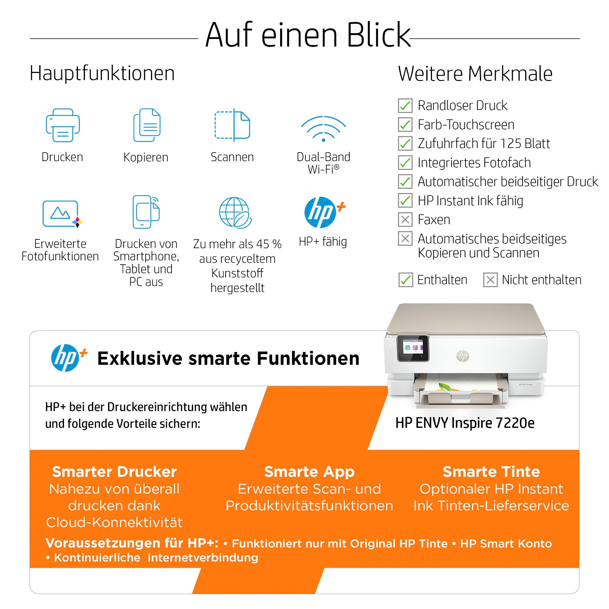 HP Multifunktionsdrucker »Envy Inspire 7220e«, Mit HP Instant Ink 3 Probemonate gratis drucken