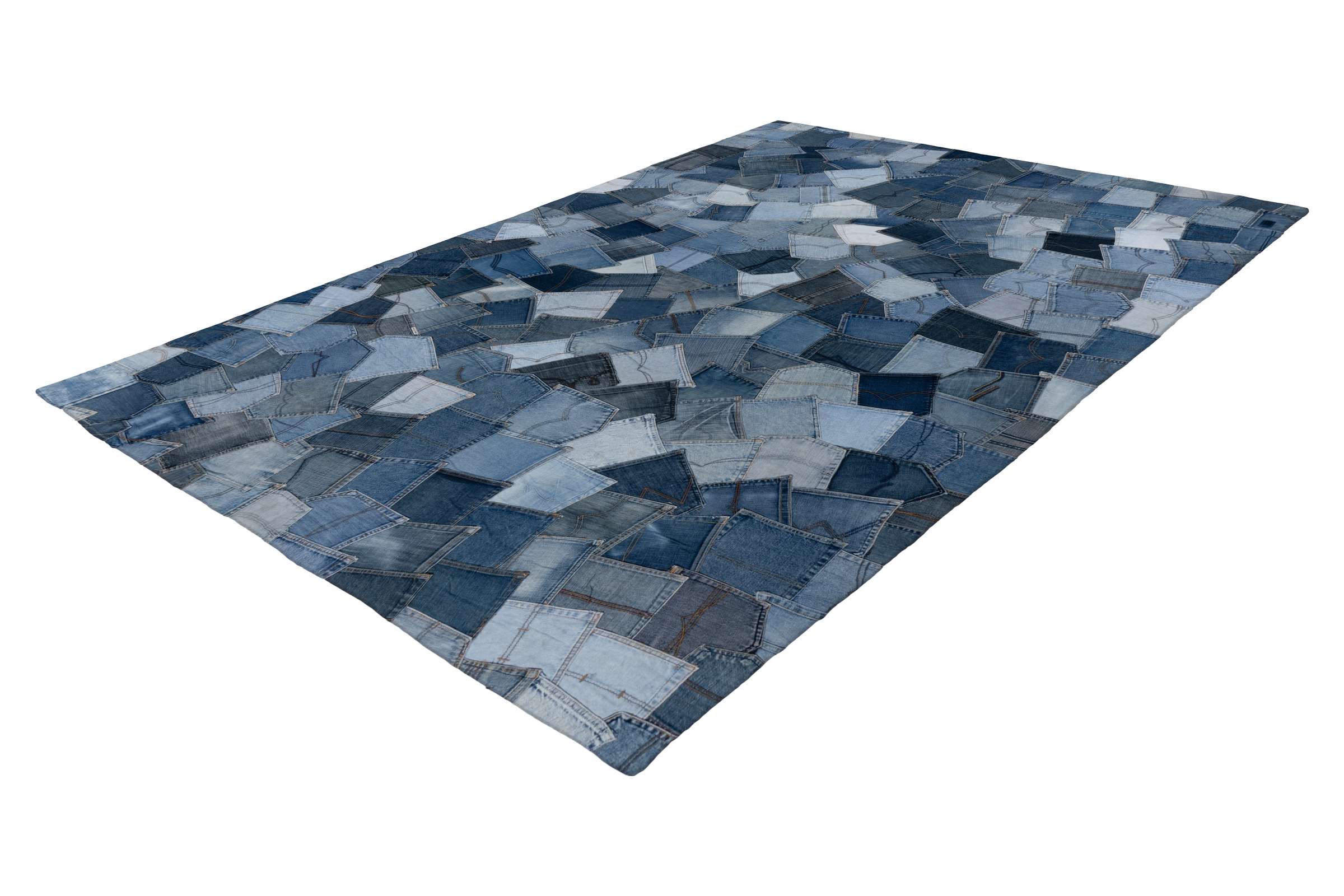 Teppich OBSESSION "My Denim Pocket 465", blau, B:160cm H:8mm L:230cm, Baumwolle, Teppiche, Teppich 3