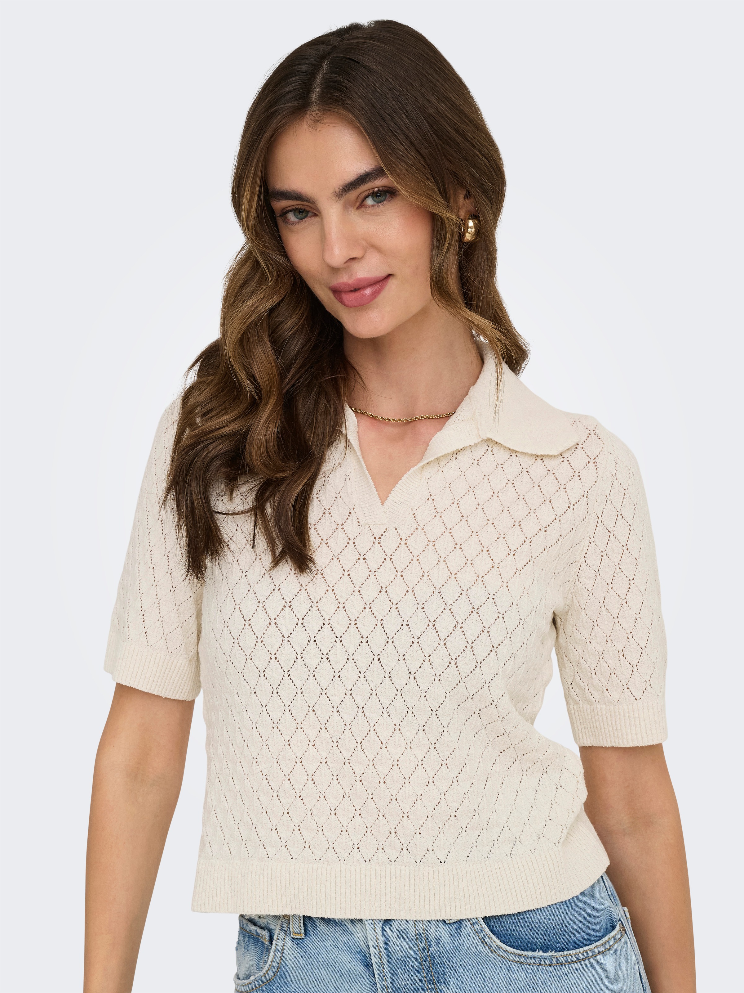 ONLY Poloshirt "ONLCOSIMA SS STRUCTURE POLO KNT NCA" günstig online kaufen