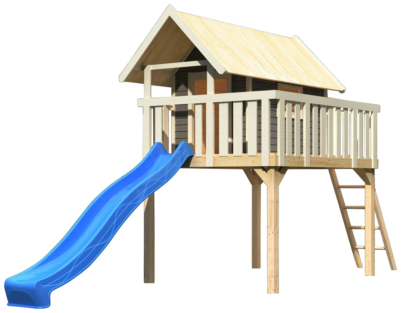 AKUBI Spielturm »Fidel«, (Set, 2 tlg.), BxTxH: 198x243x330 cm, mit Rutsche in blau