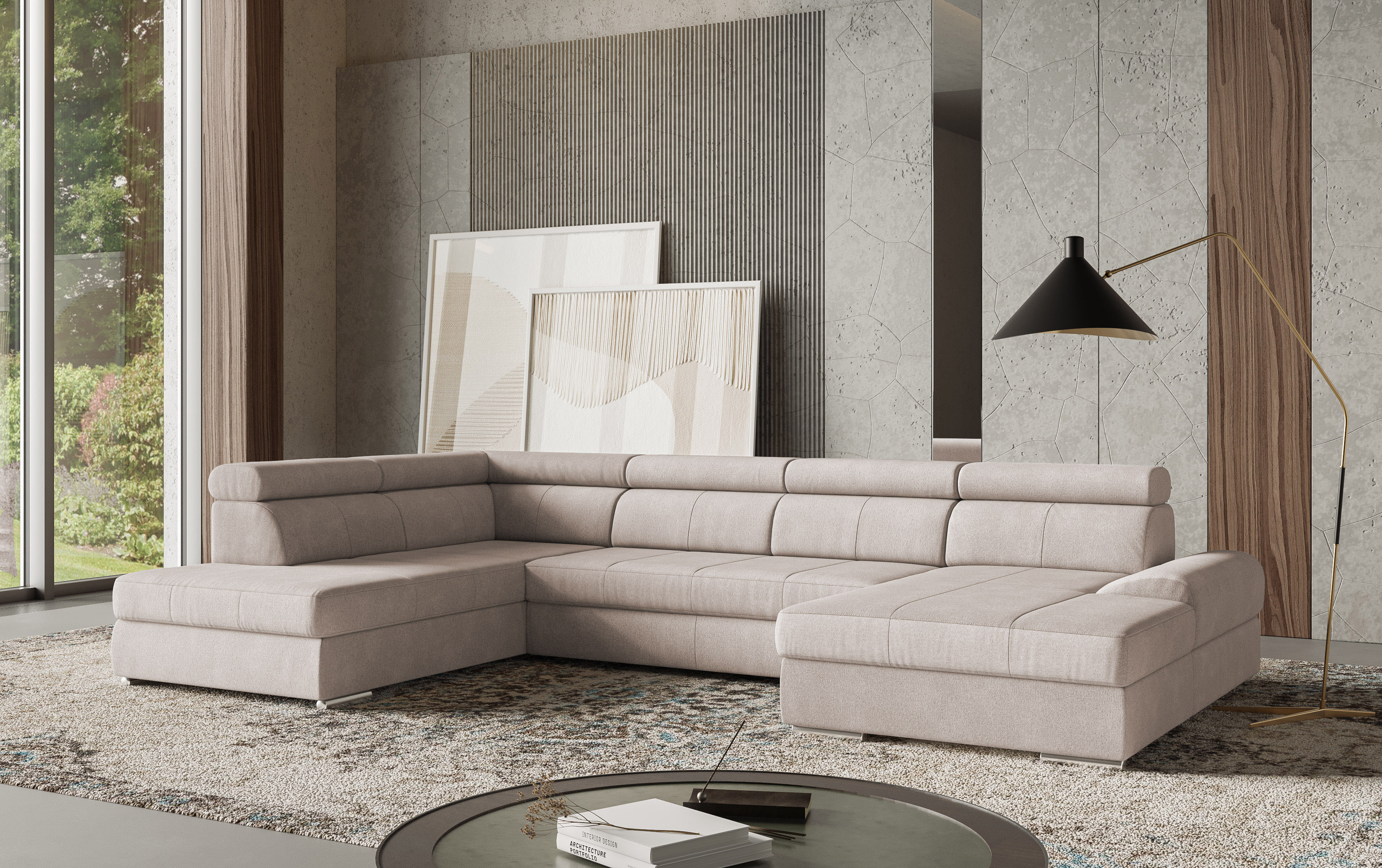 sit&more Wohnlandschaft "U-Form" mit verstellbaren Kopfteilen, wahlweise mit Schlaffunktion