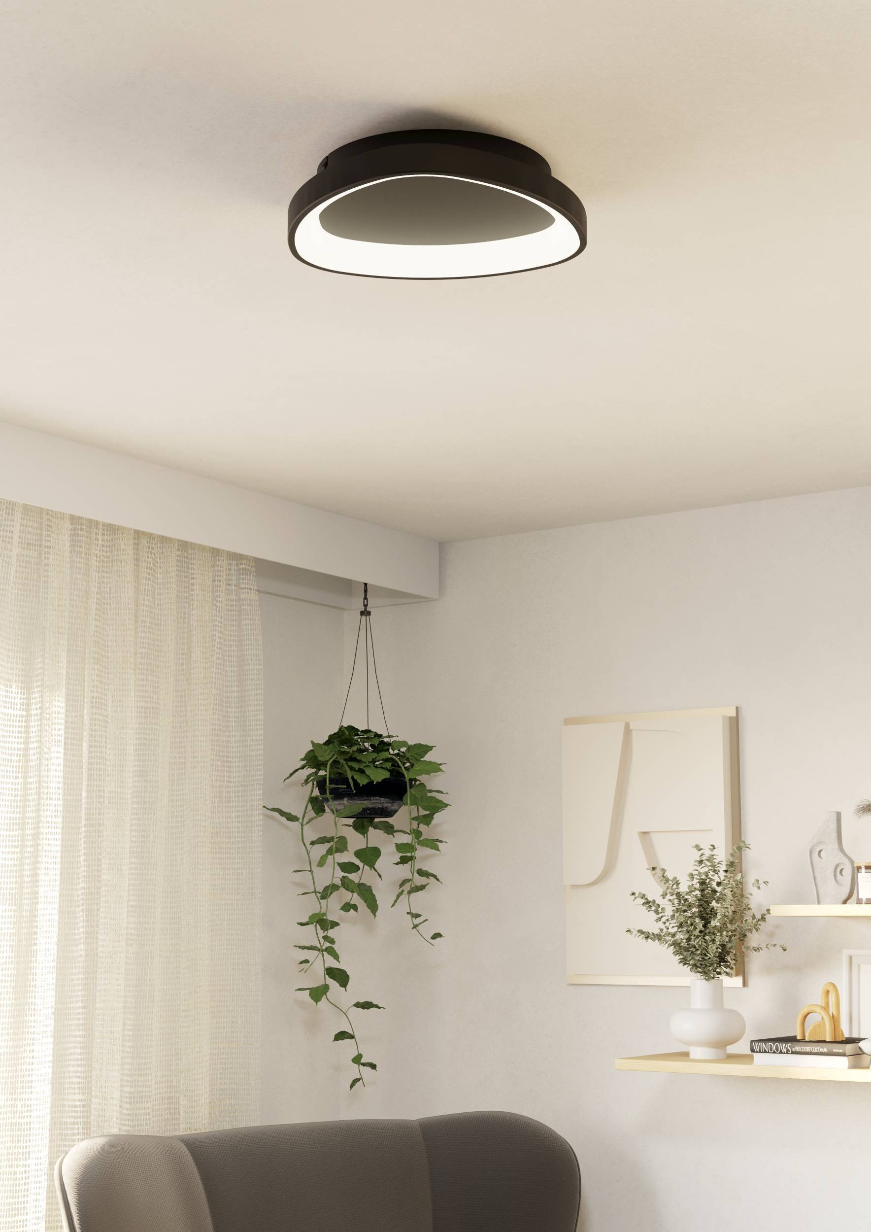 EGLO Deckenleuchte »Lortello Deckenlampe, dreieckige Deckenlampe aus Metall und Kunststoff« LED-Modul 1 Stk. Kaltweiß | Neutralweiß | Warmweiß Wand-/Deckenleuchte - H7,5 x Ø35 cm - schwarz - 12W inkl.