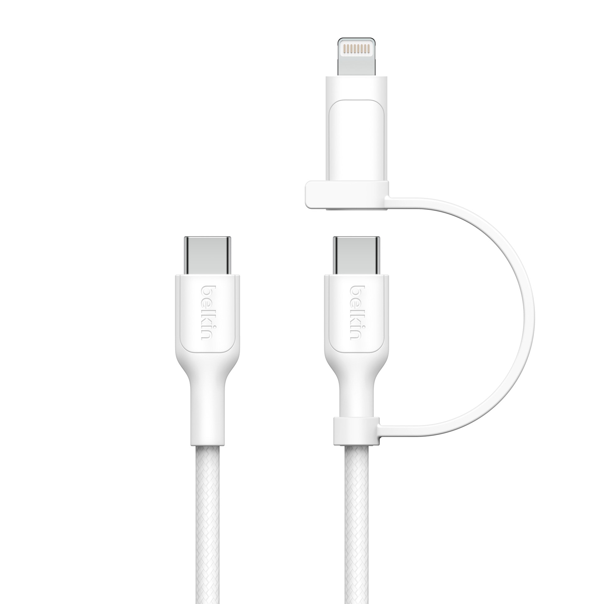Belkin Lightningkabel »BoostCharge Pro 2-in-1-Kabel mit USB-C-Stecker und Lightning Connector«, USB-C-Lightning, 150 cm, geflochtene Ummantelung, USB-IF und MFi-zertifiziert