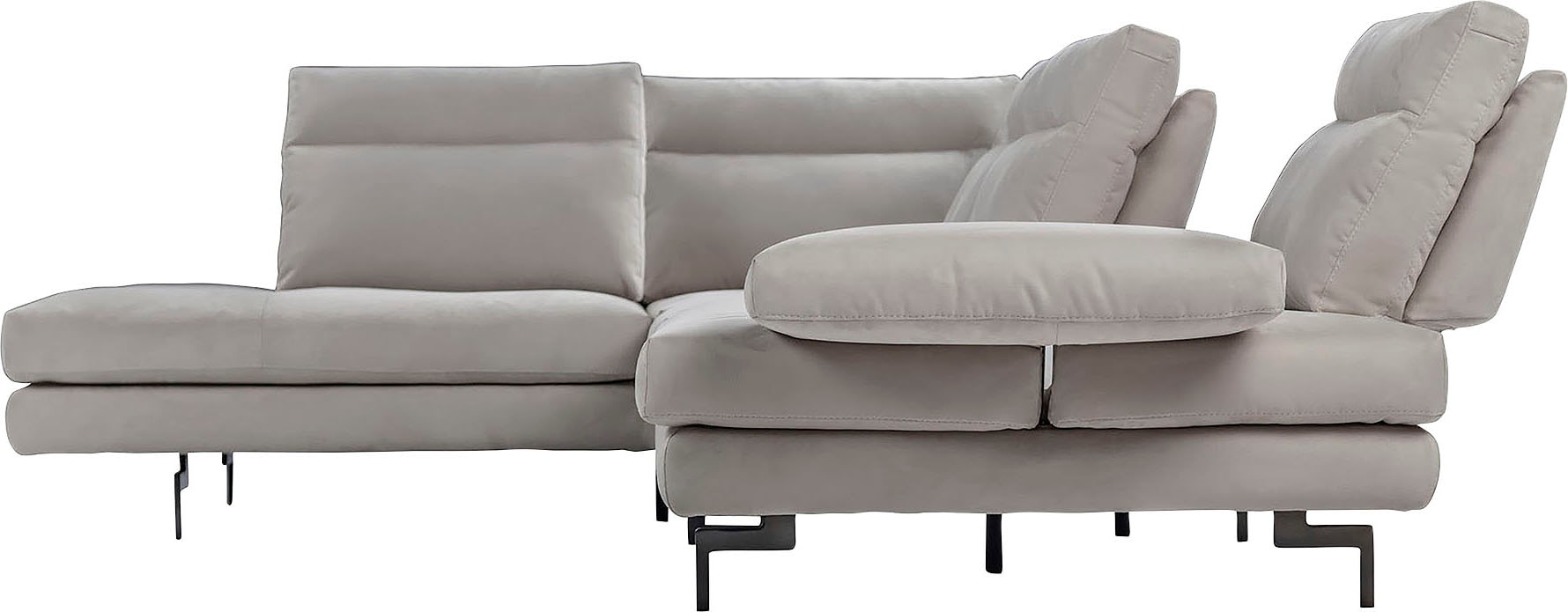 CALIA ITALIA Ecksofa »Toby Wing, L-Form, Designsofa mit sensationellem Sitzkomfort«, Sitztiefenverstellung, funktionale Ecke, Füße in schwarz matt
