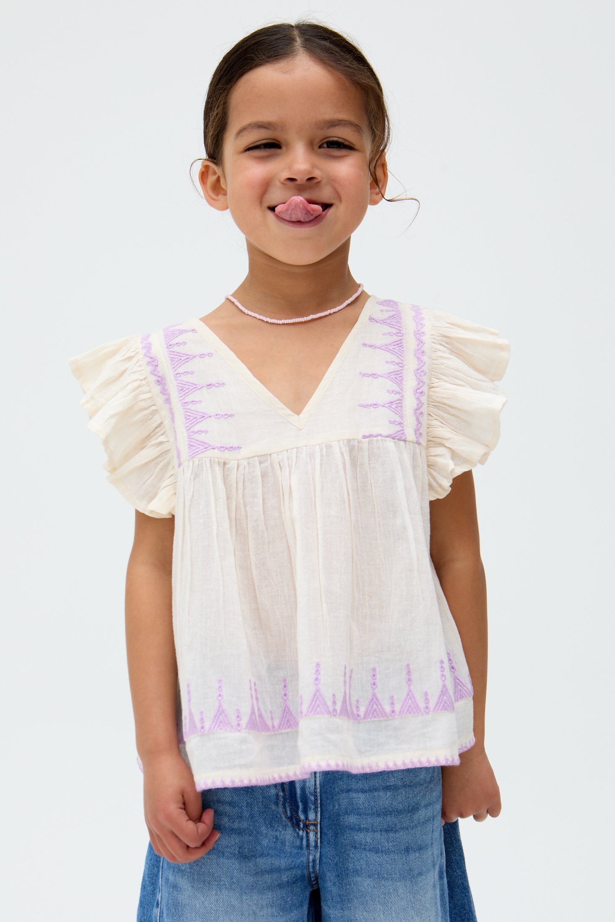 RAFFYA Hemdbluse »Mariana Flutter Sleeve Embroidered Blouse Mädchen«