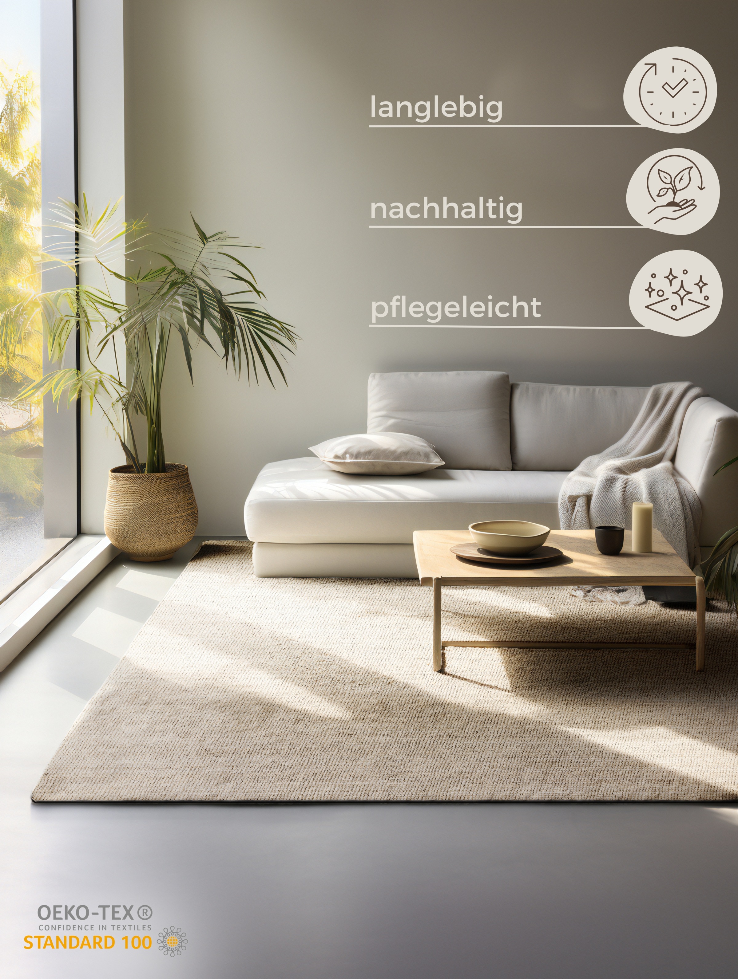 Teppich HANSE HOME "Jaipur Juteteppich, als Läufer und in Rund", beige (naturweiß), B:120cm H:10mm L:170cm, Jute, Teppiche, Teppich, 100% Naturfaser, Wohnzimmer, Esszimmer, Schlafzimmer, GRS 2