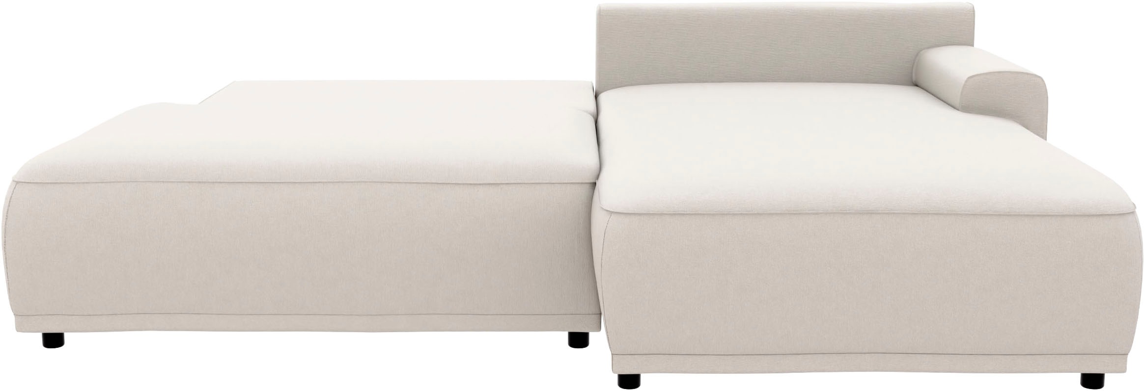 TRENDMANUFAKTUR Ecksofa »Fordon II, Schlafsofa mit Bettkasten, Couch in L-Form, Breite 250 cm«, in Struktur LUMOS, 3D-Effekt, sandgrau, Armlehne rechts