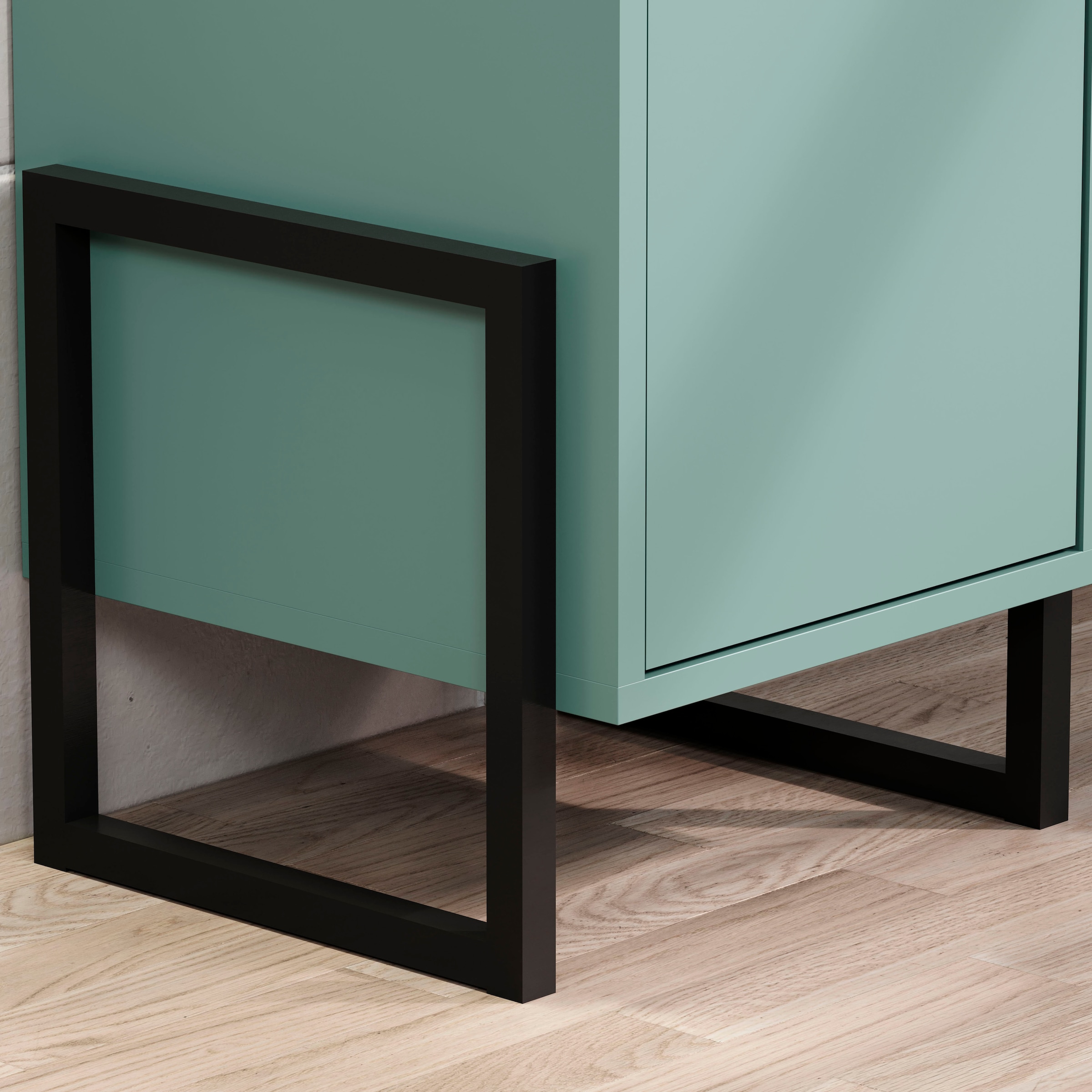 welltime Hochschrank »Malcesine«, (1 St.), Griffloser Badschrank in Blau mit Metallgestell - (B/T/H) 36/35/190 cm