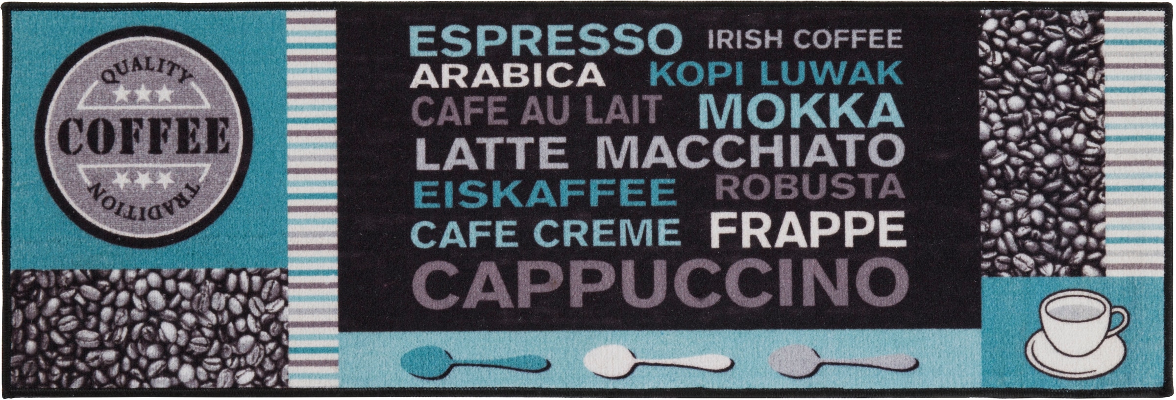 Küchenläufer »Cafe Creme«, rechteckig, Motiv Kaffee, mit Schriftzug, Größe 50x150 cm,...