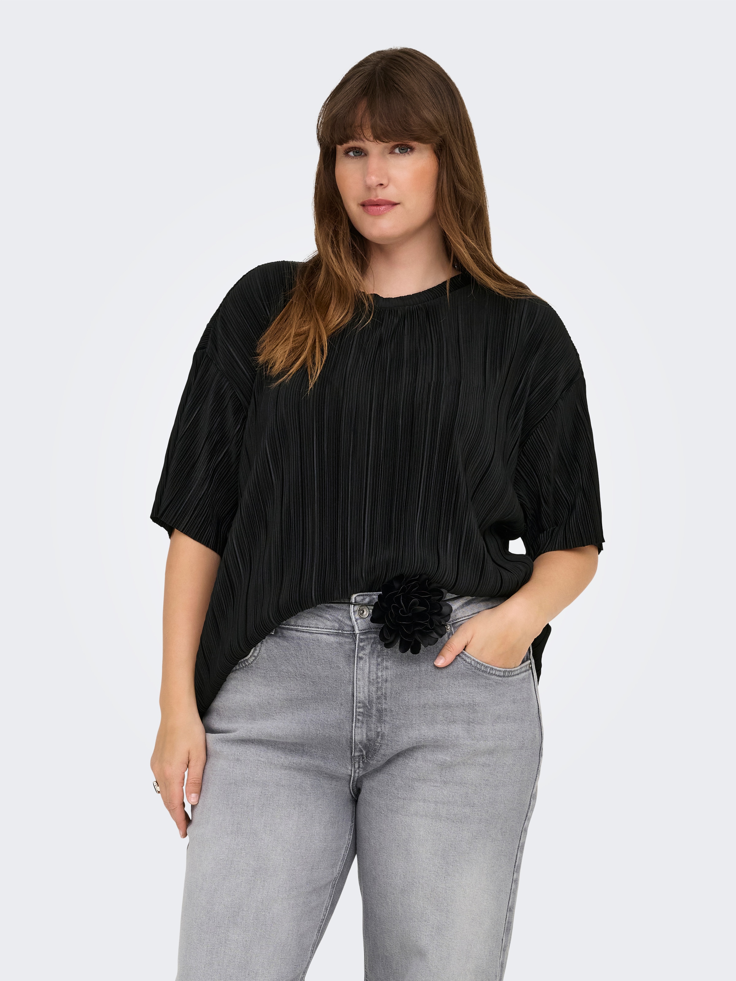 ONLY CARMAKOMA Plisseeshirt "CARRAVENNA S/S PLISSE TOP JRS NOOS" günstig online kaufen