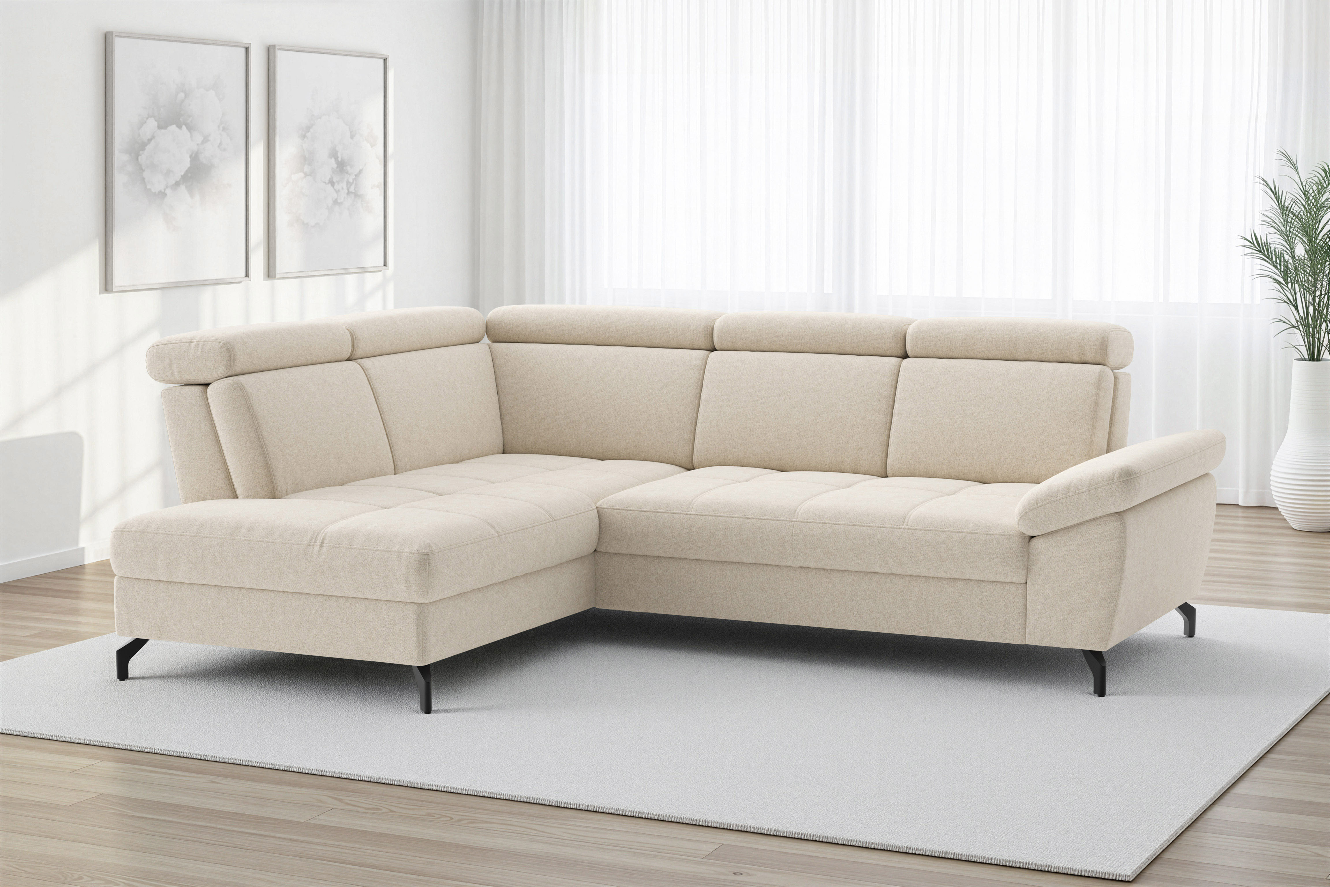 sit&more Ecksofa "Vanity; L-Form, B. 254 cm" Inkl.Sitz-,Kopf-und Armteilverstellung