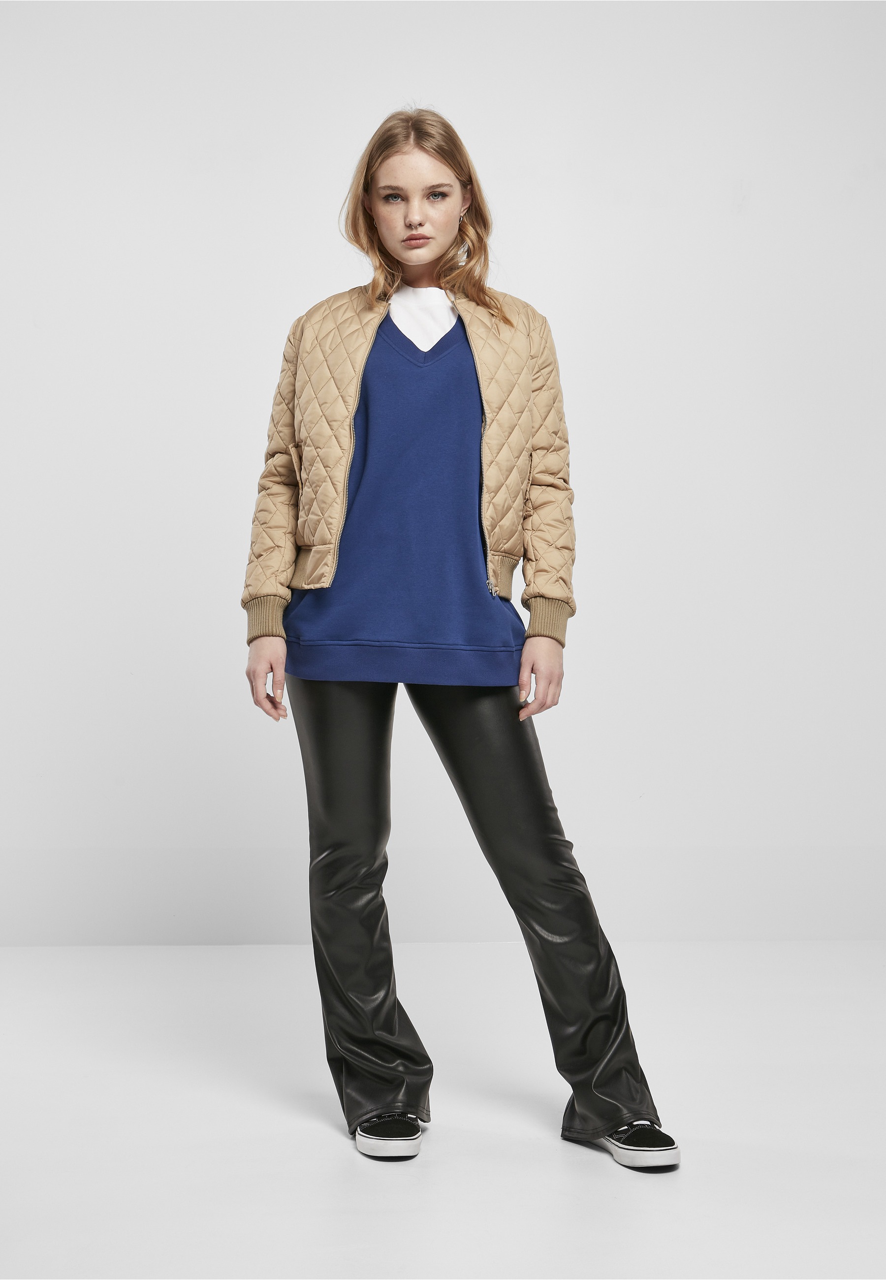 URBAN CLASSICS Langmantel »Urban Classics Damen Ladies Diamond Quilt Nylon Jacket«