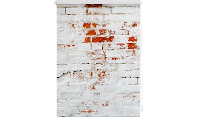 Seitenzugrollo »Klemmfix Motiv Mauer«, Lichtschutz, ohne Bohren, freihängend, bedruckt