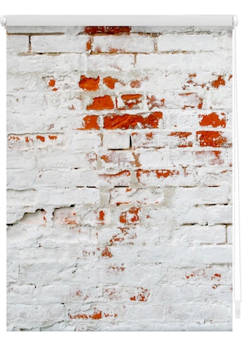 Seitenzugrollo »Klemmfix Motiv Mauer«, Lichtschutz, ohne Bohren, freihängend, bedruckt