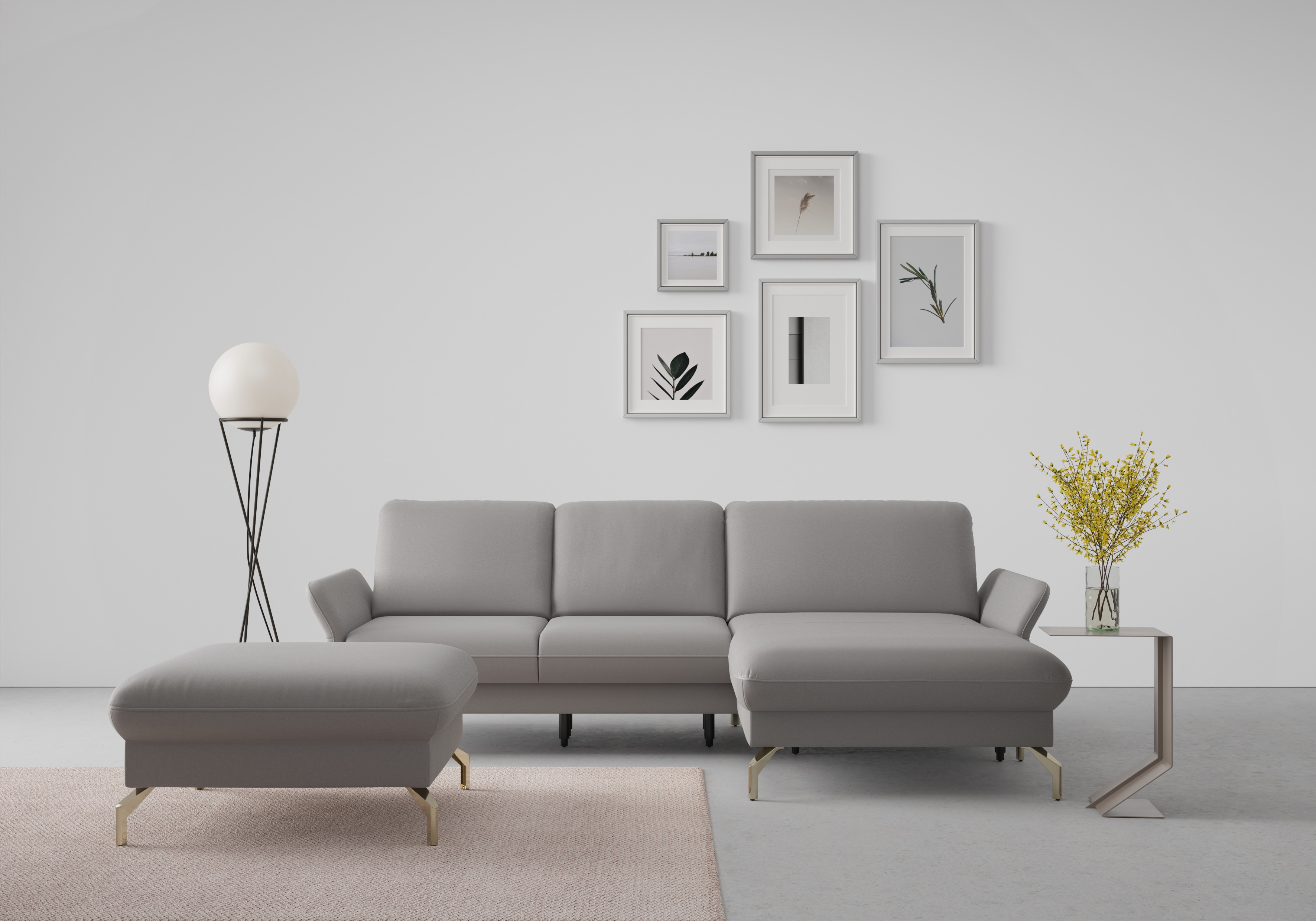 sit&more Ecksofa "Fashion L-Form" wahlweise mit Kopfteilverstellung, Vorziehsitz, motorisch, Nickelfüße