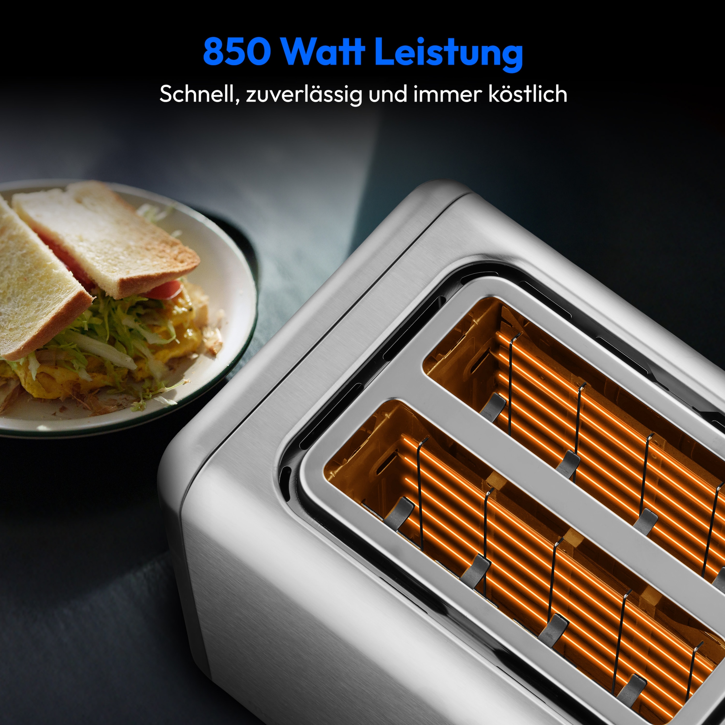 Medion® Toaster »MD12102, 2 Toastschlitze« 2 Schlitze für 2 Scheiben 850 W abnehmbarer Brötchenaufsatz