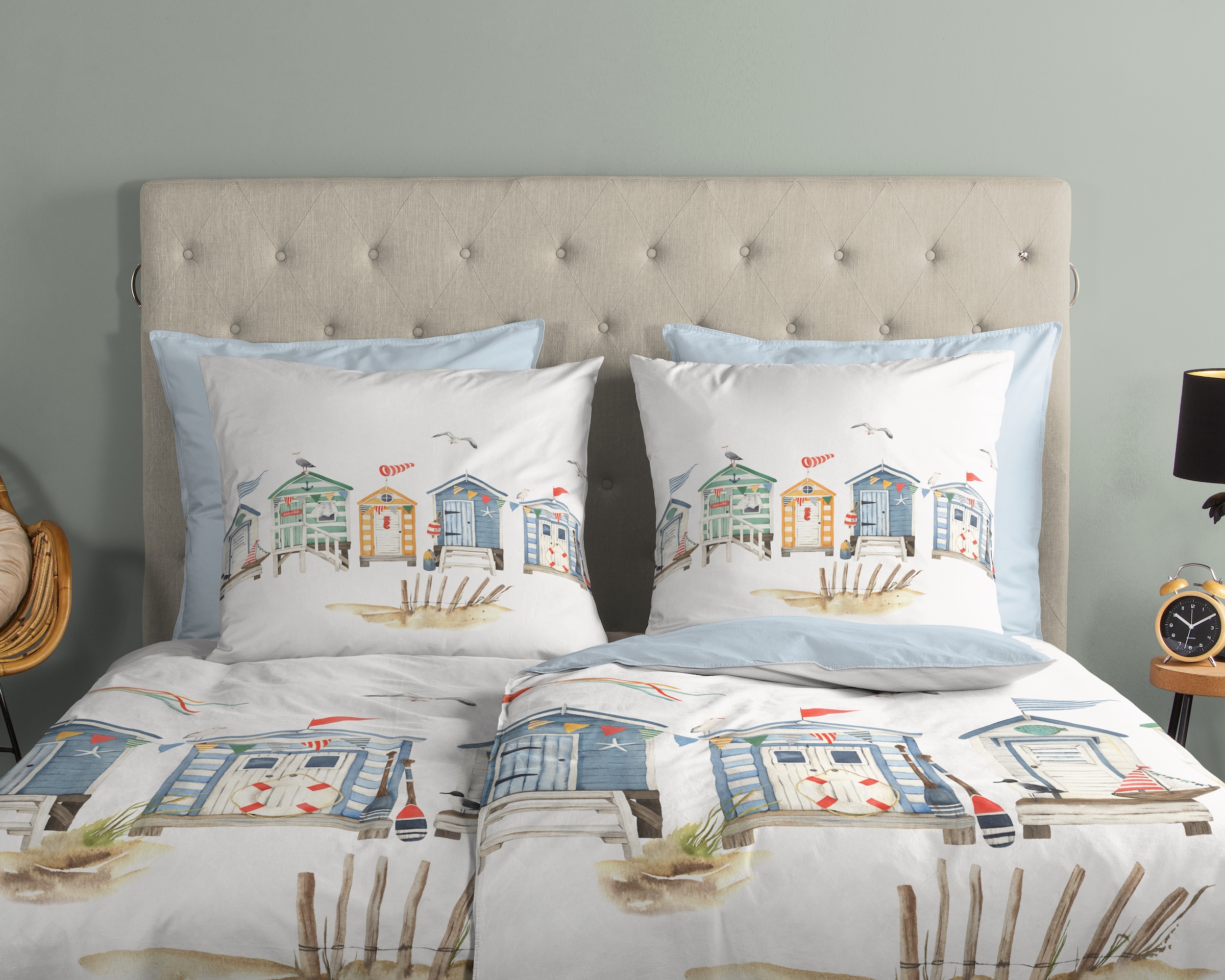 good morning Wendebettwäsche »Vacation« 2 100% Baumwolle, Renforcé, Reißverschluss, Wendeoptik, Strand